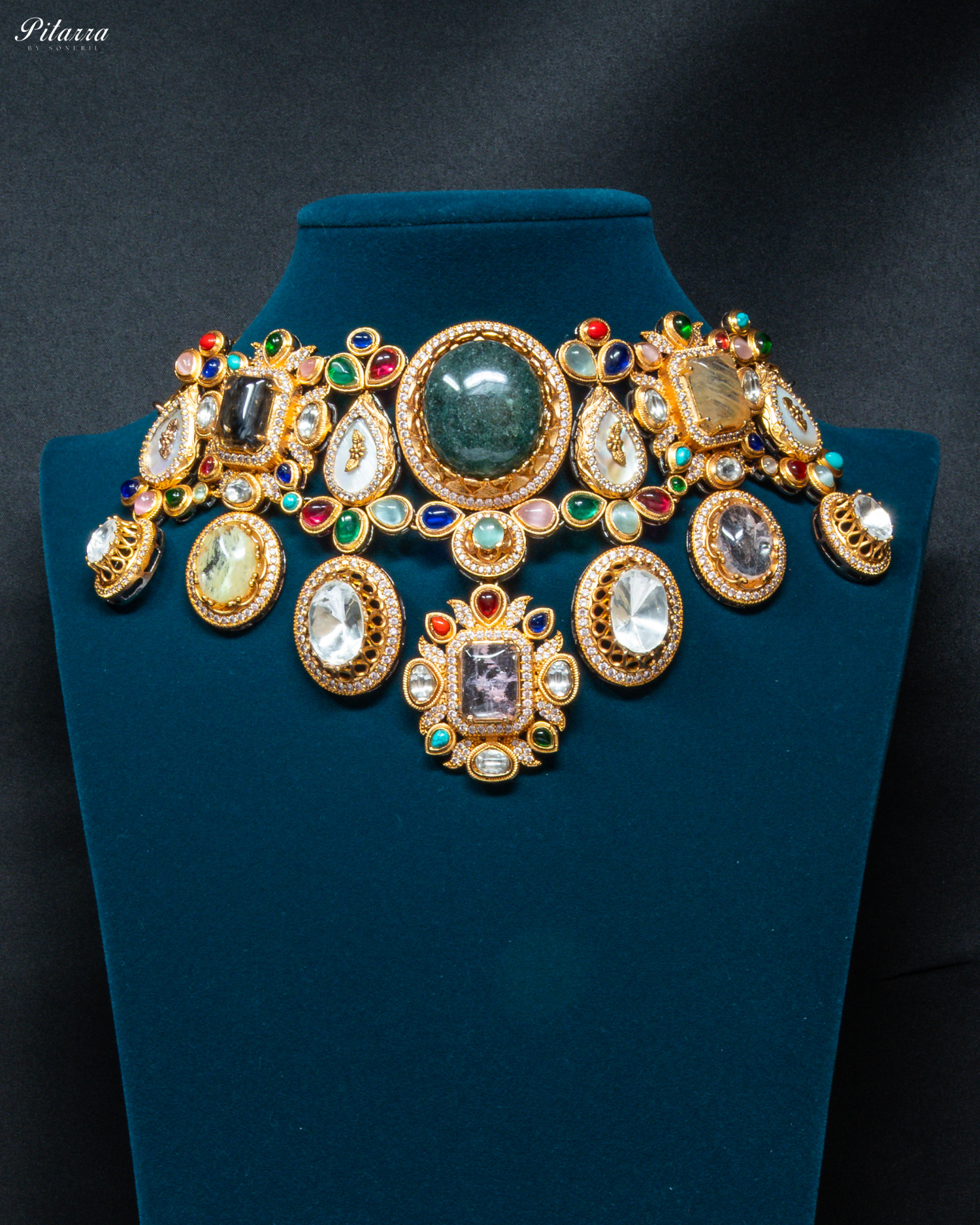 Pitarra Green Doublet Fusion Choker Set_Front Image