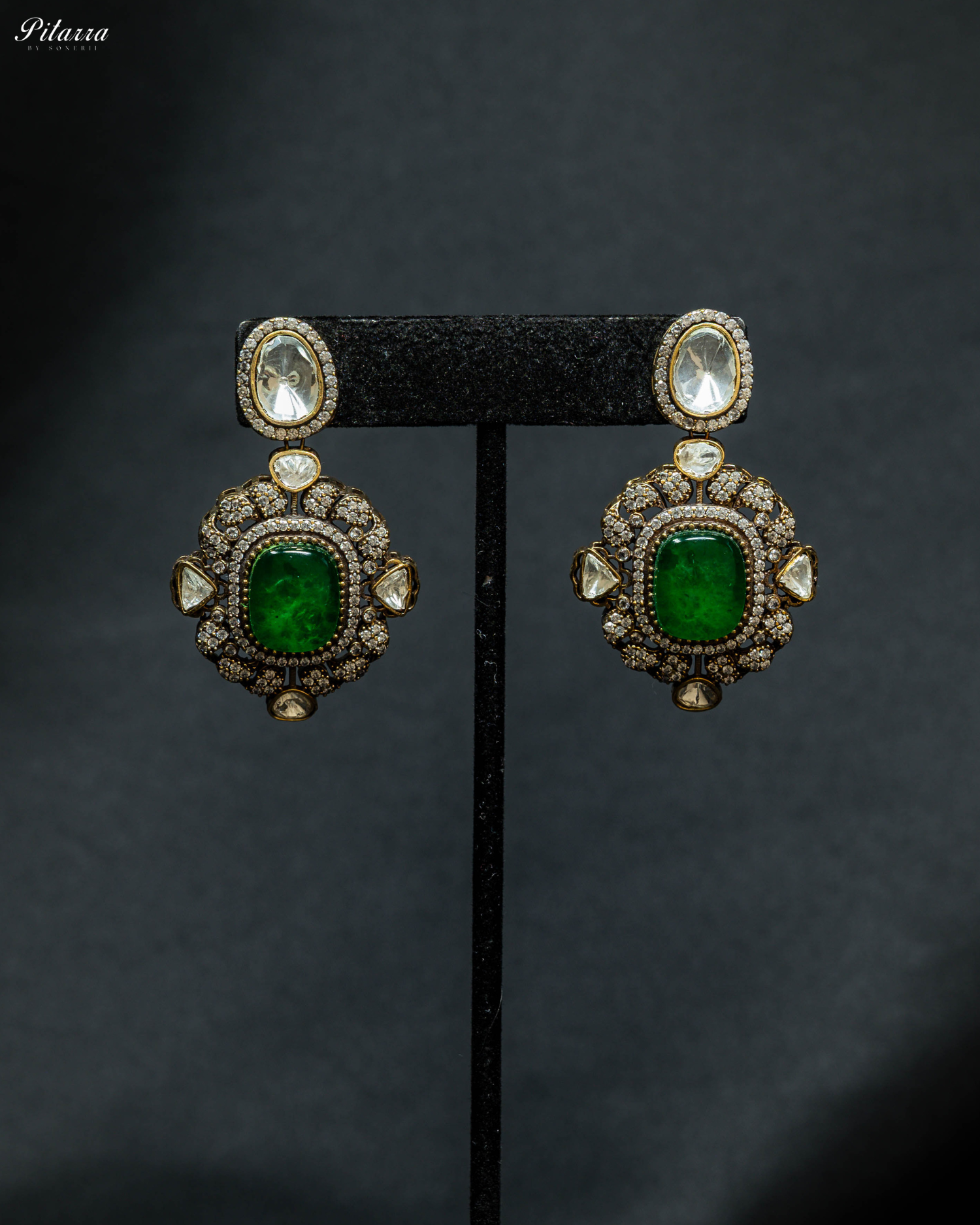 Pitarra Green Traditional Kundan Choker_Earrings