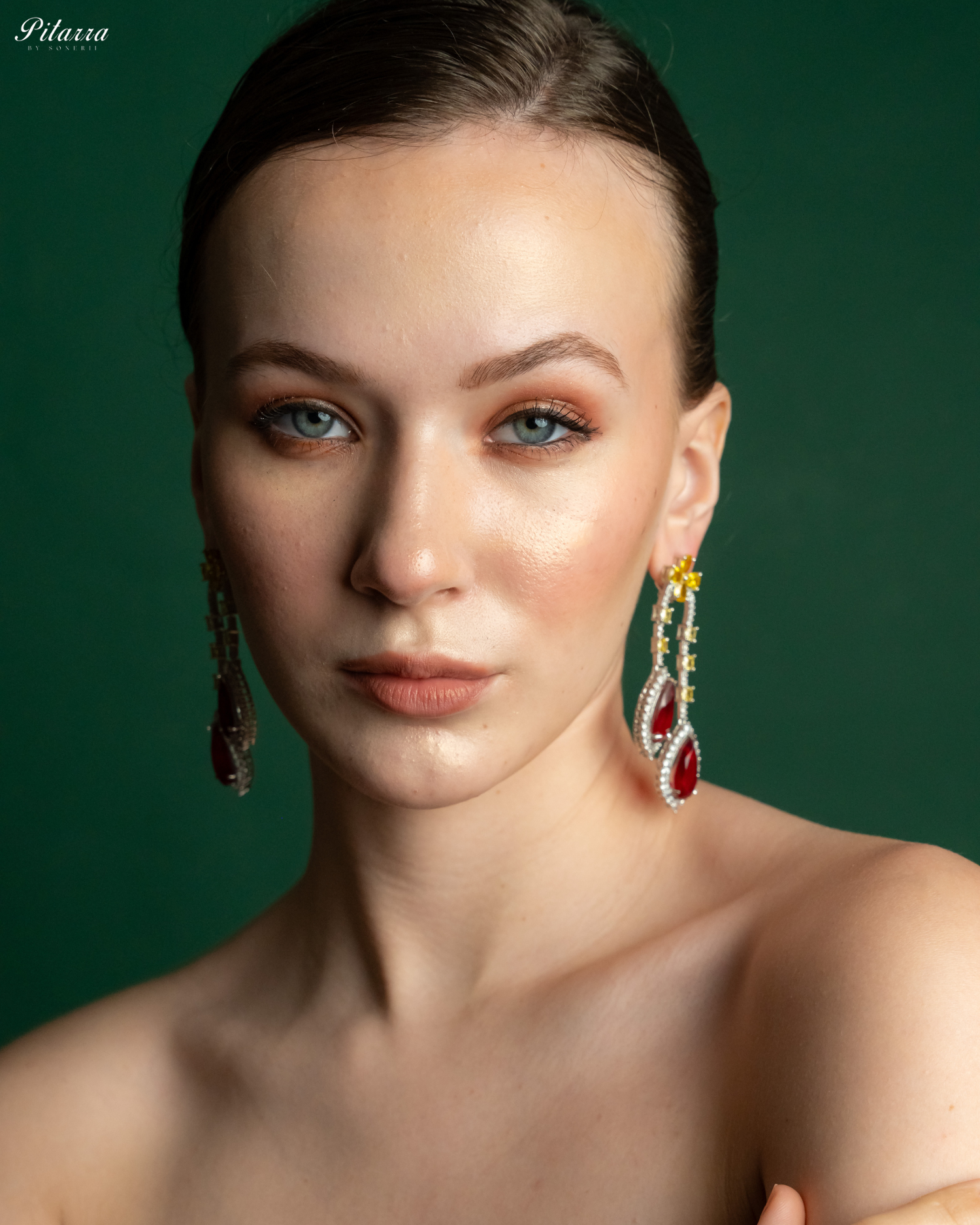 Pitarra Red and Yellow Dangler Earring_Front Angle