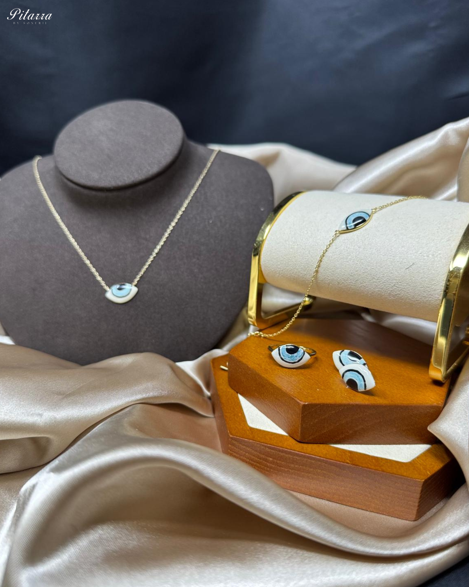 Pitarra 92.5 Silver Evil Eye Necklace Set
