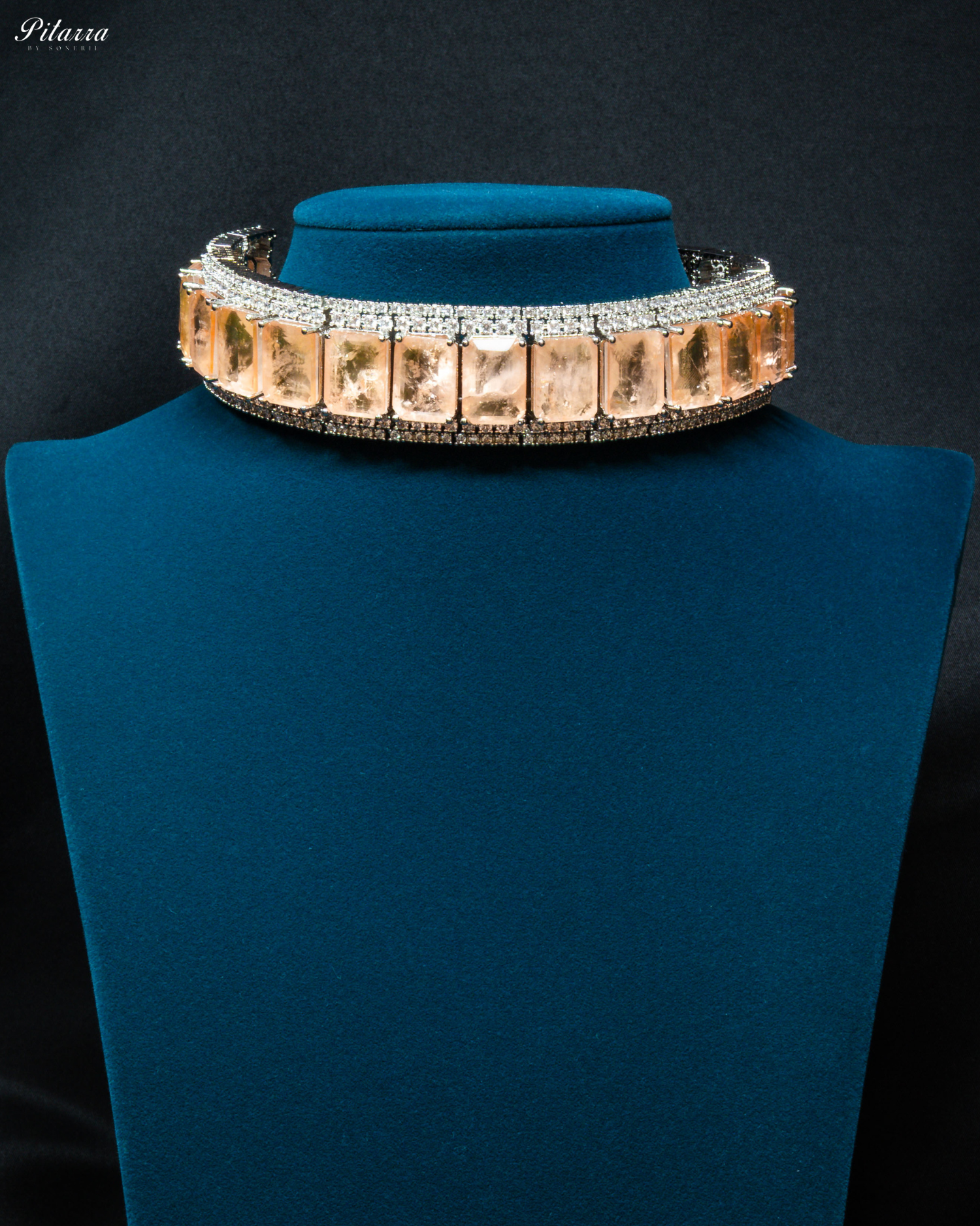 Premium Yellow Stone Silver Doublet Choker_Front Image