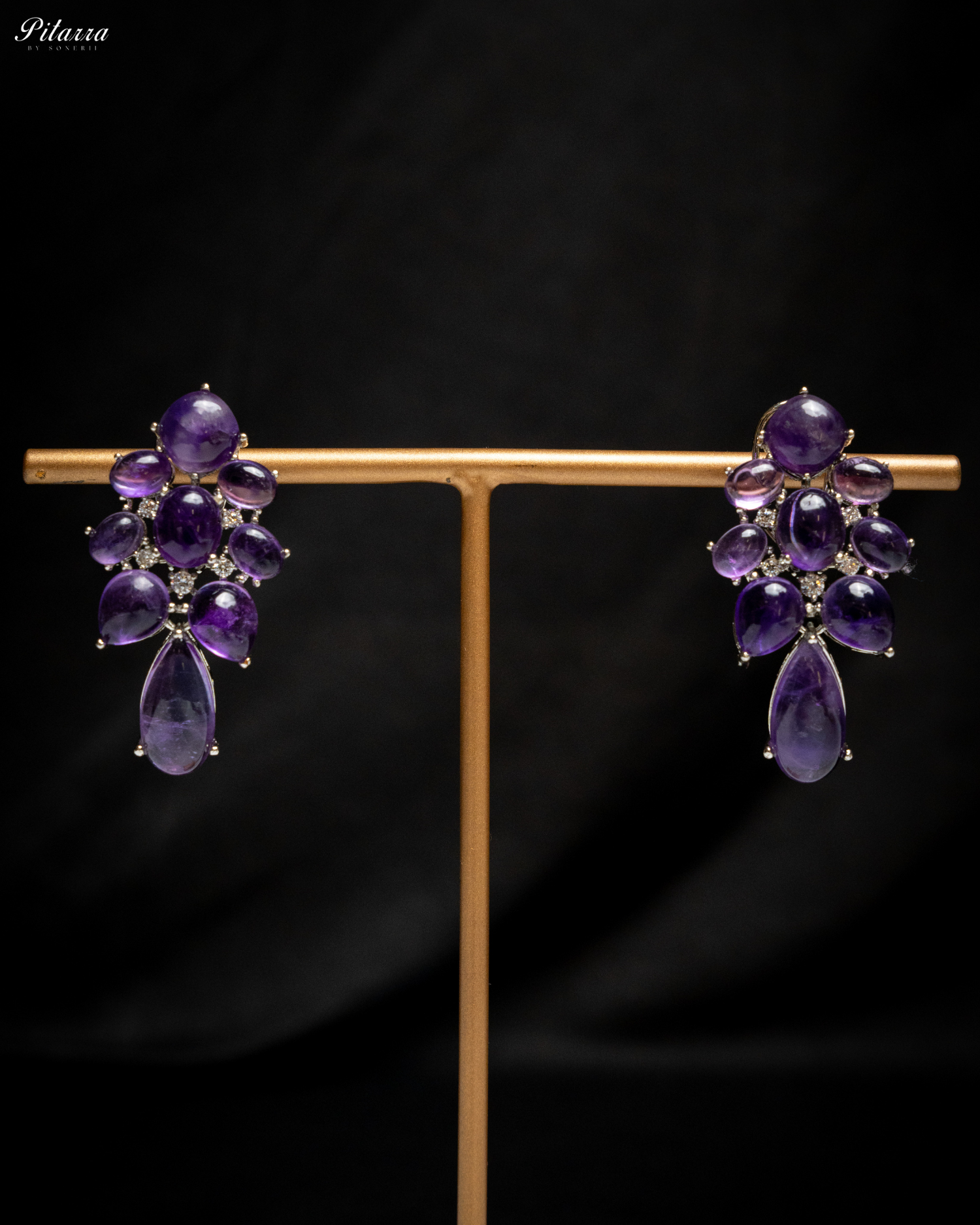 Purple Doublet Drop Earrings_Front Image