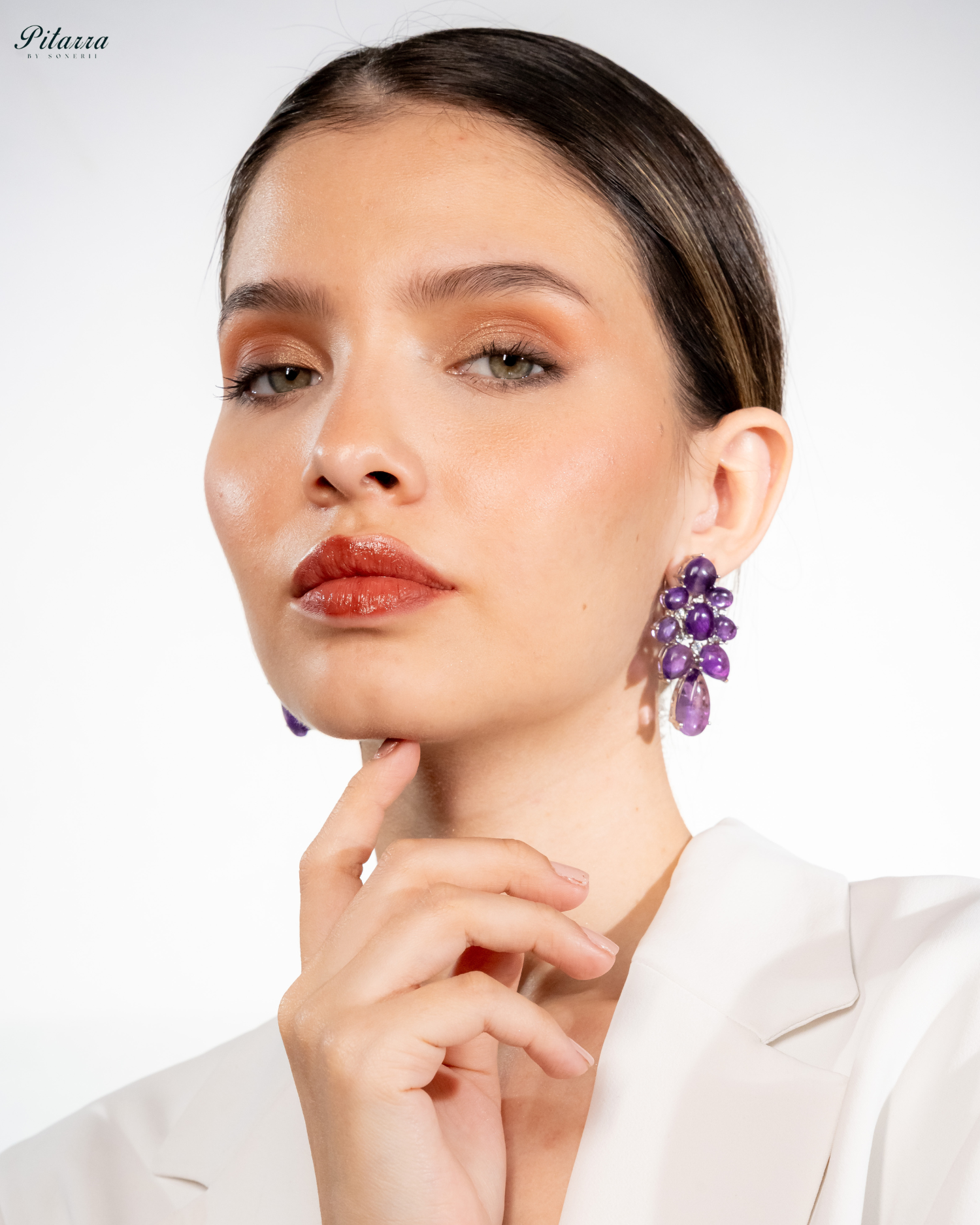 Purple Doublet Drop Earrings_Side
