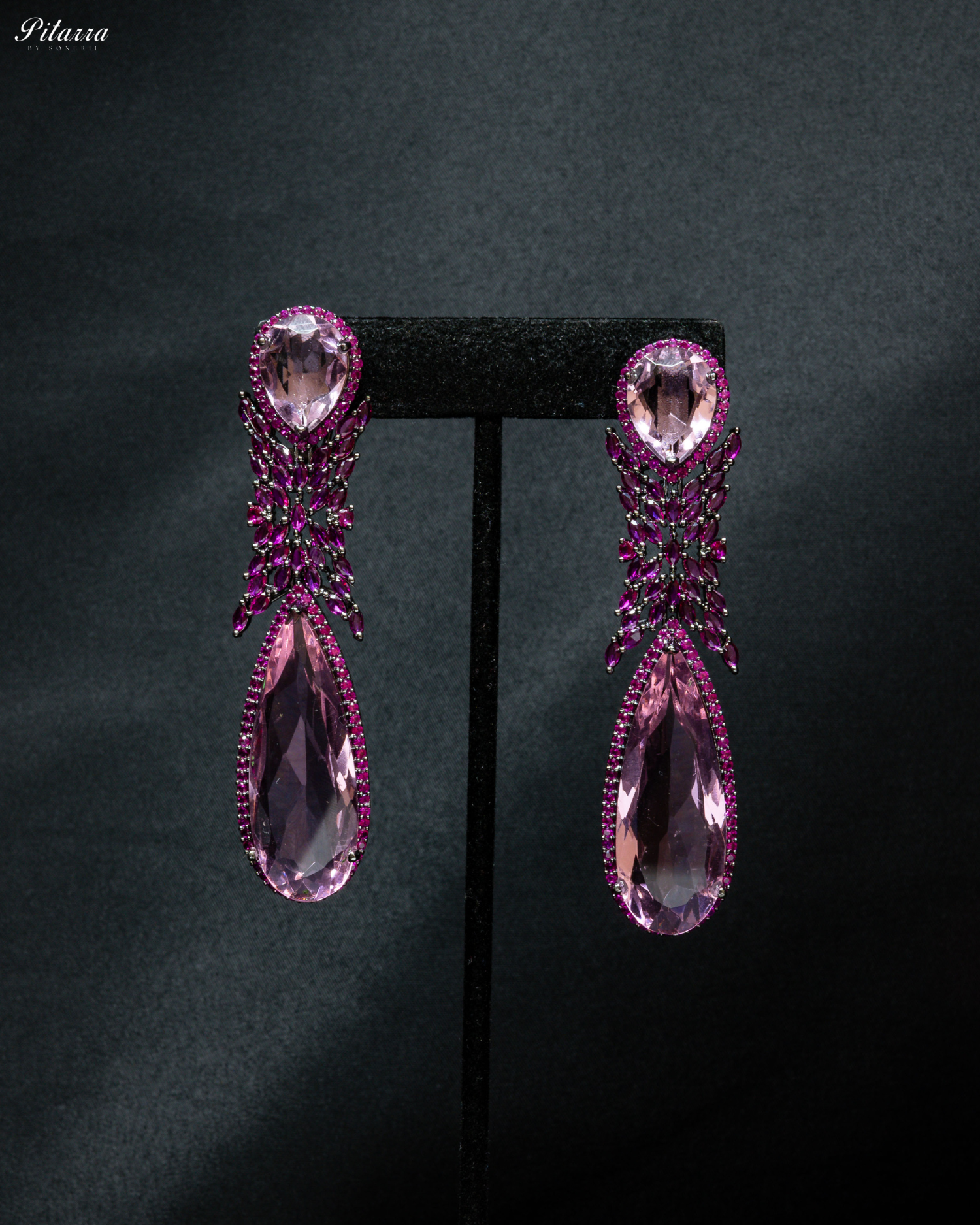 Purple Stone Contemporary Drop Earrings_Front Image