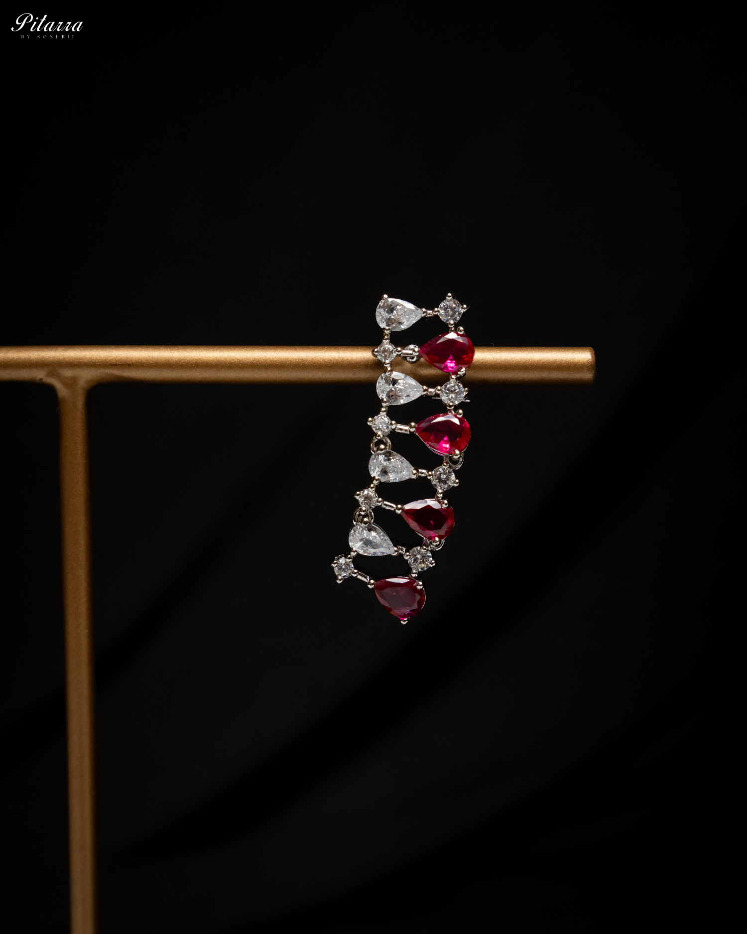 Red Drop CZ Necklace Set_Zoom Earrings