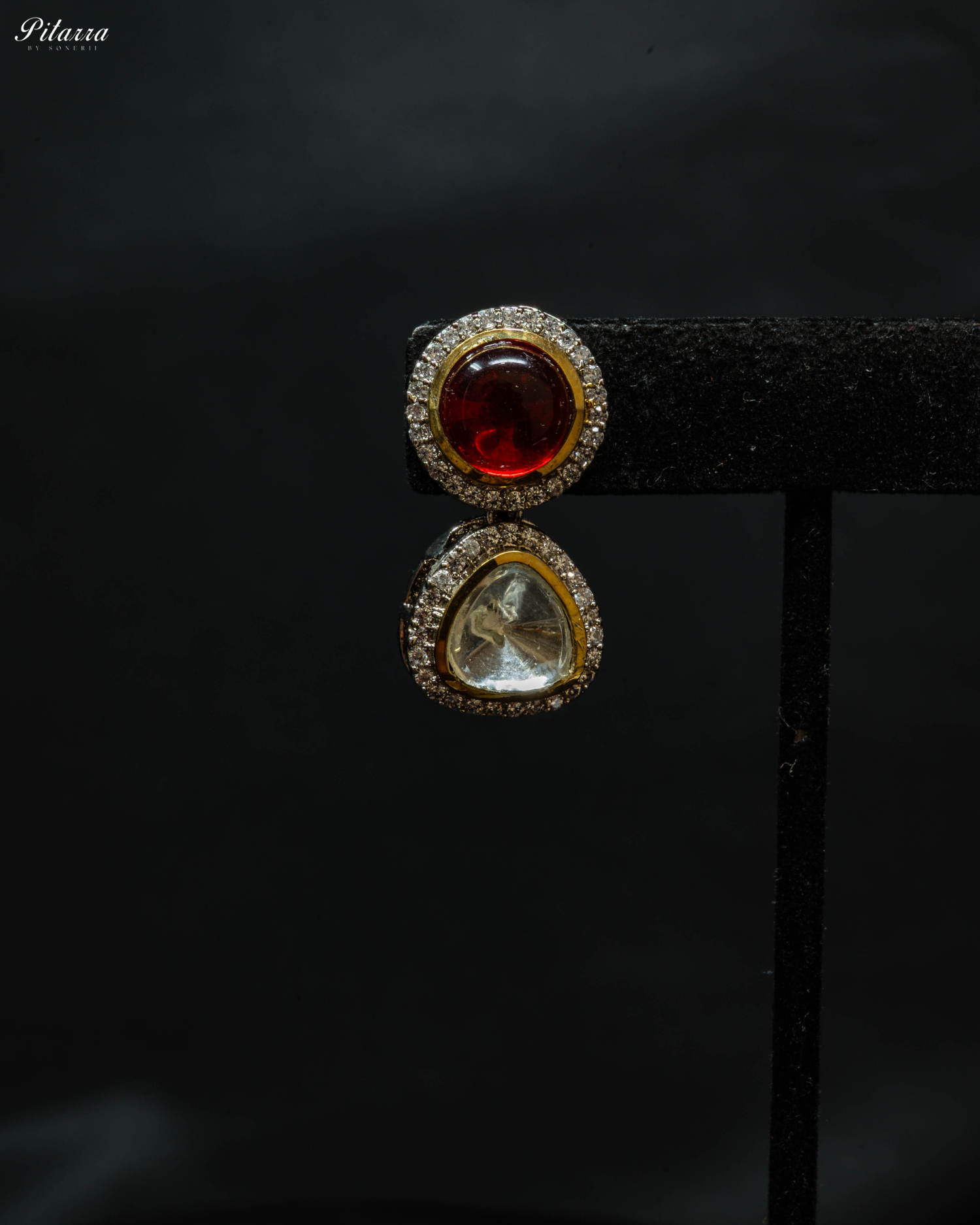 Red and White Drop Stone Traditional Kundan Necklace