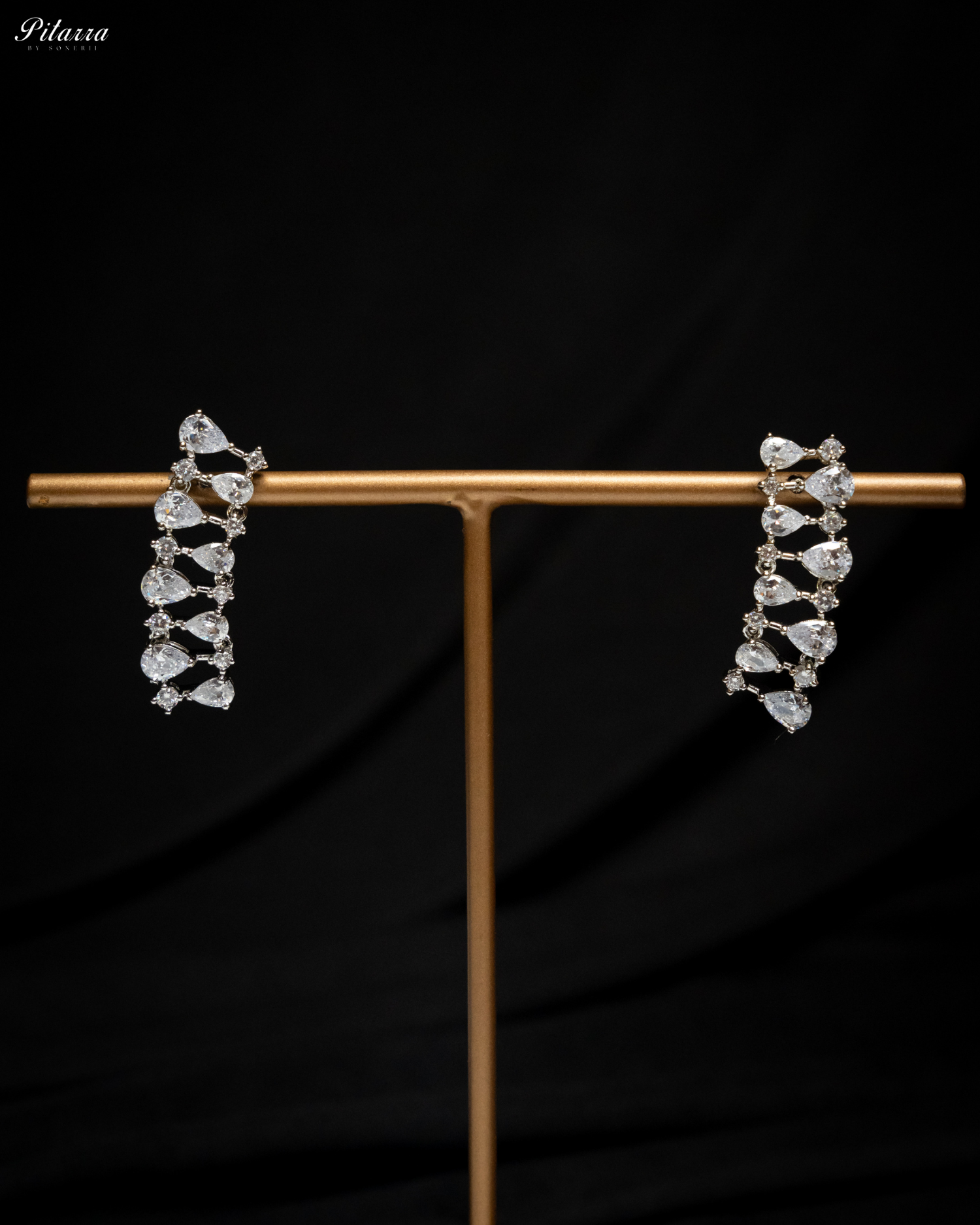 Silver Drop CZ Necklace Set_Earrings
