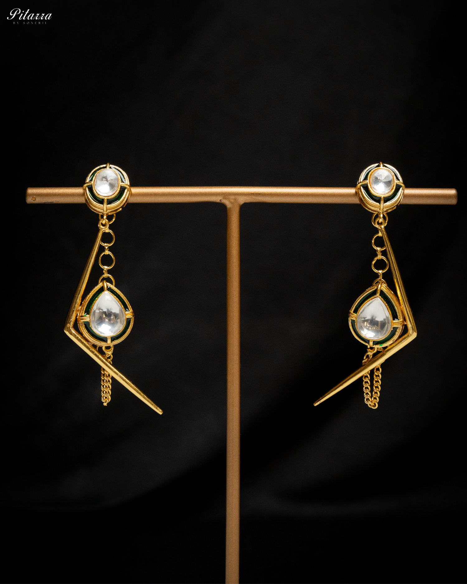 Stylish Long Hanging Golden Drop Earring_Front Image