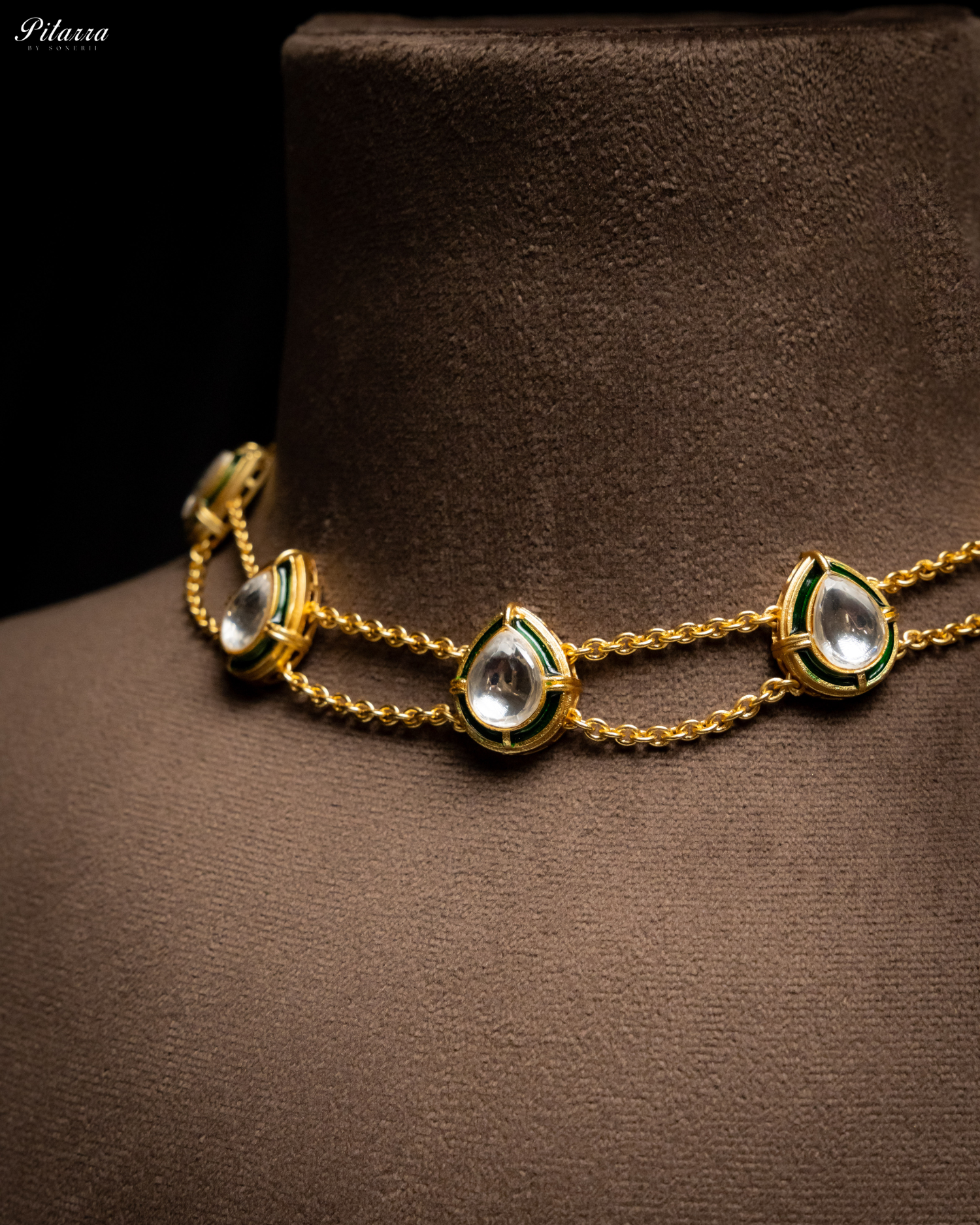 White Chain Double Chain Polki Set_Zoom Angle