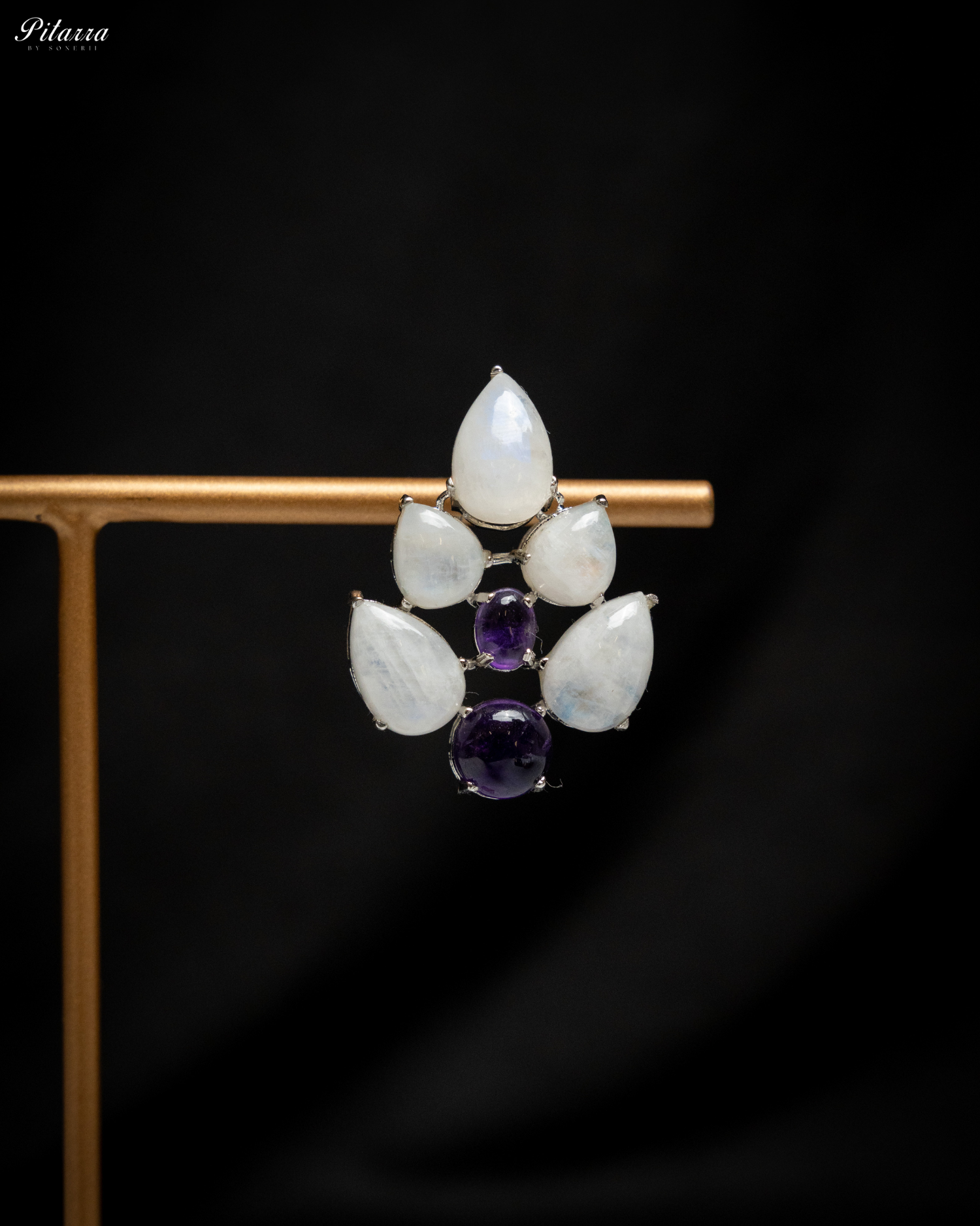 White Purple Ethnic Stud Earrings_Zoom Earrings
