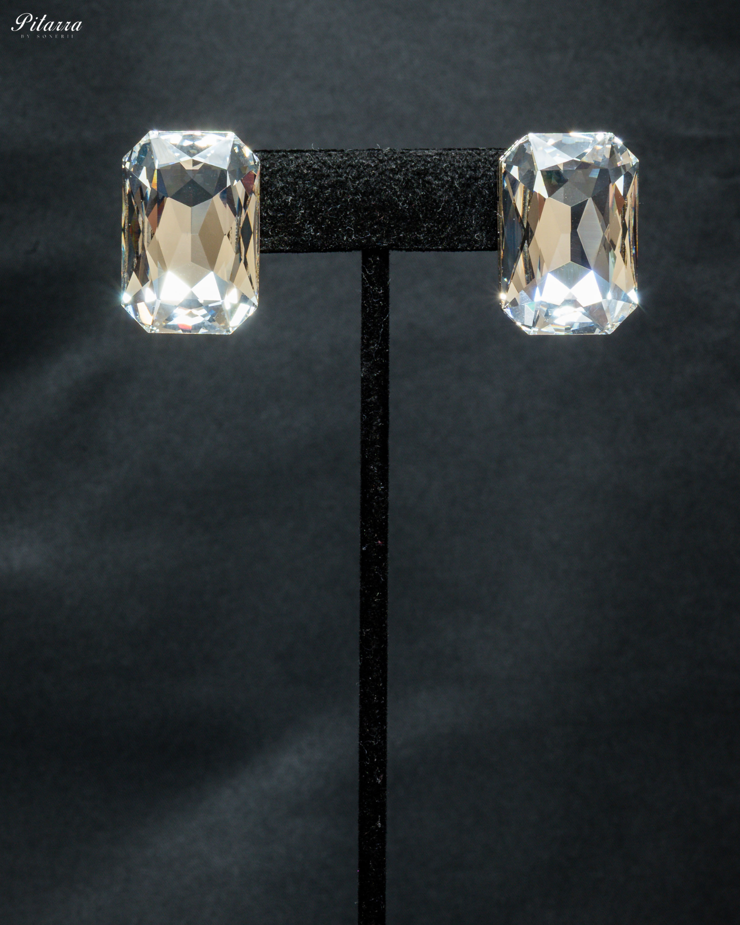 White Stone Square Grey Crystal Necklace Set_Earrings