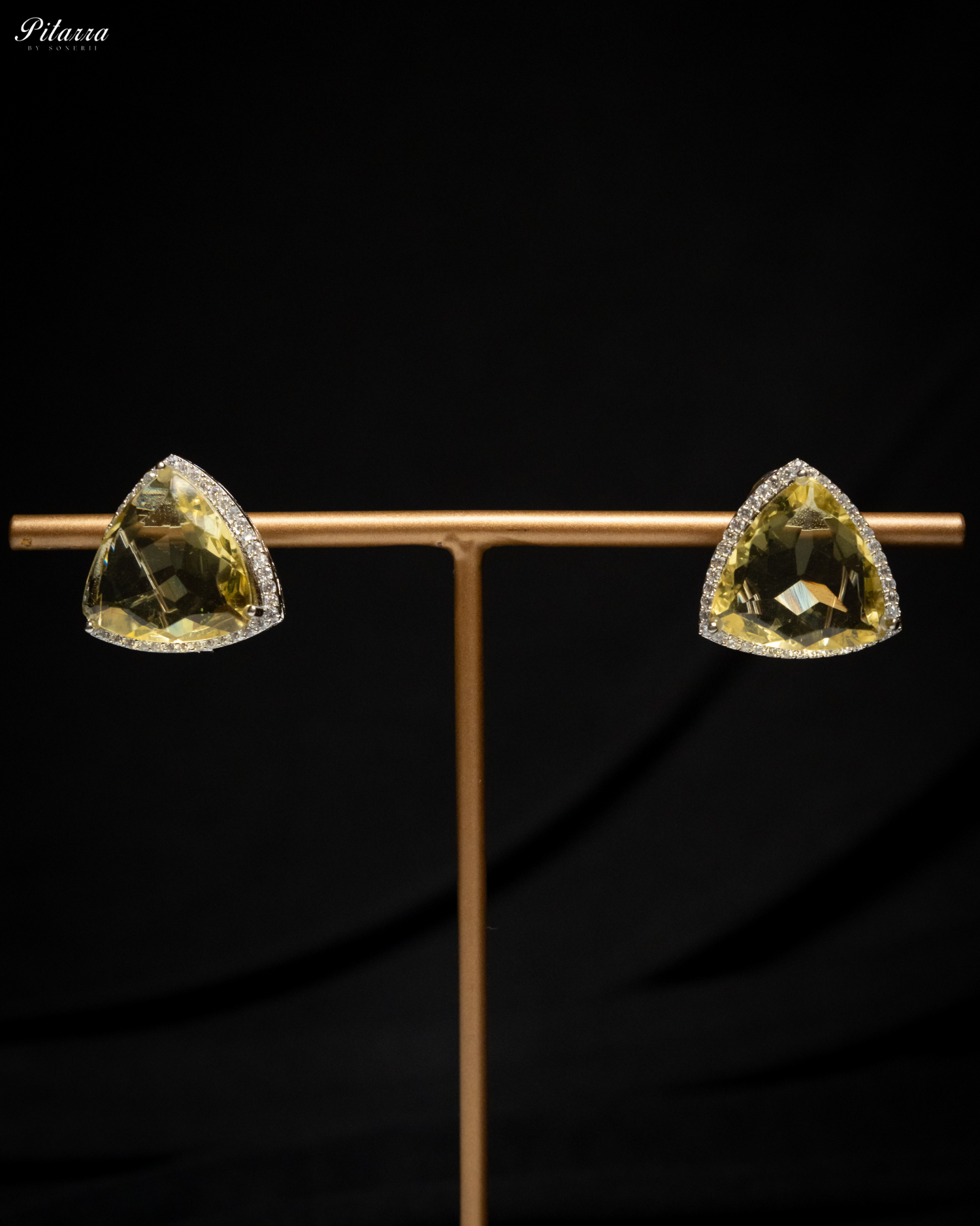 Yellow Colored Stone CZ Earrings_Main Image