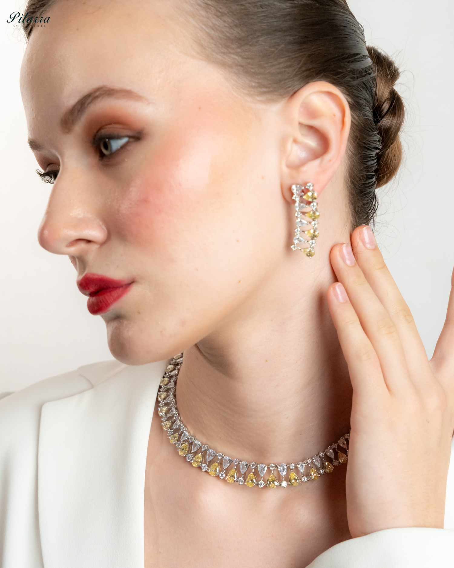 Yellow Drop CZ Necklace Set_Image