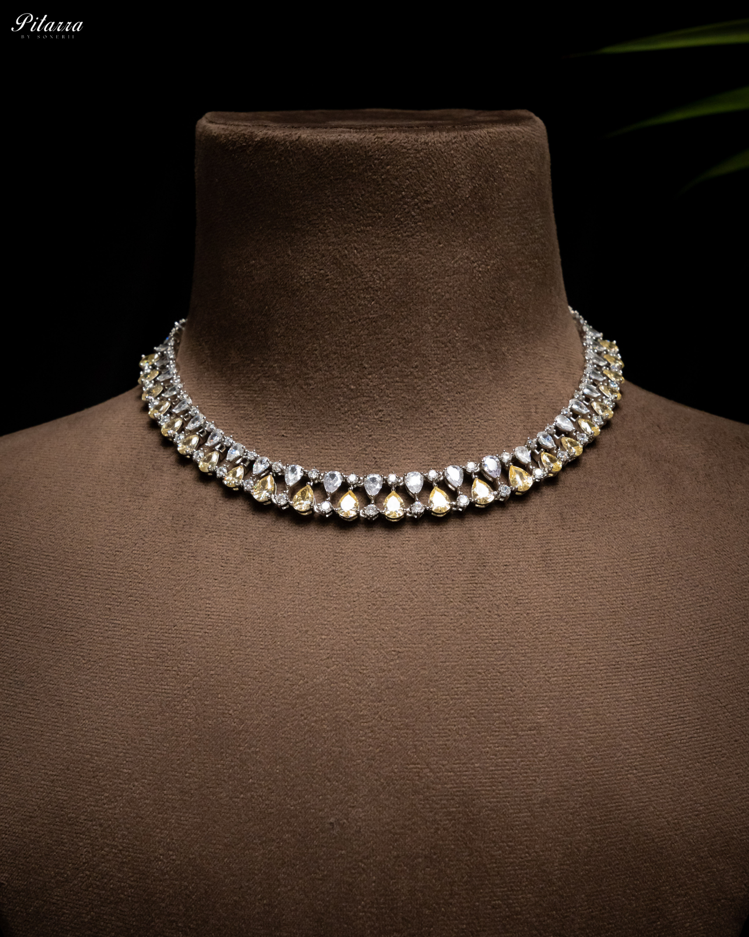 Yellow Drop CZ Necklace Set_Necklace