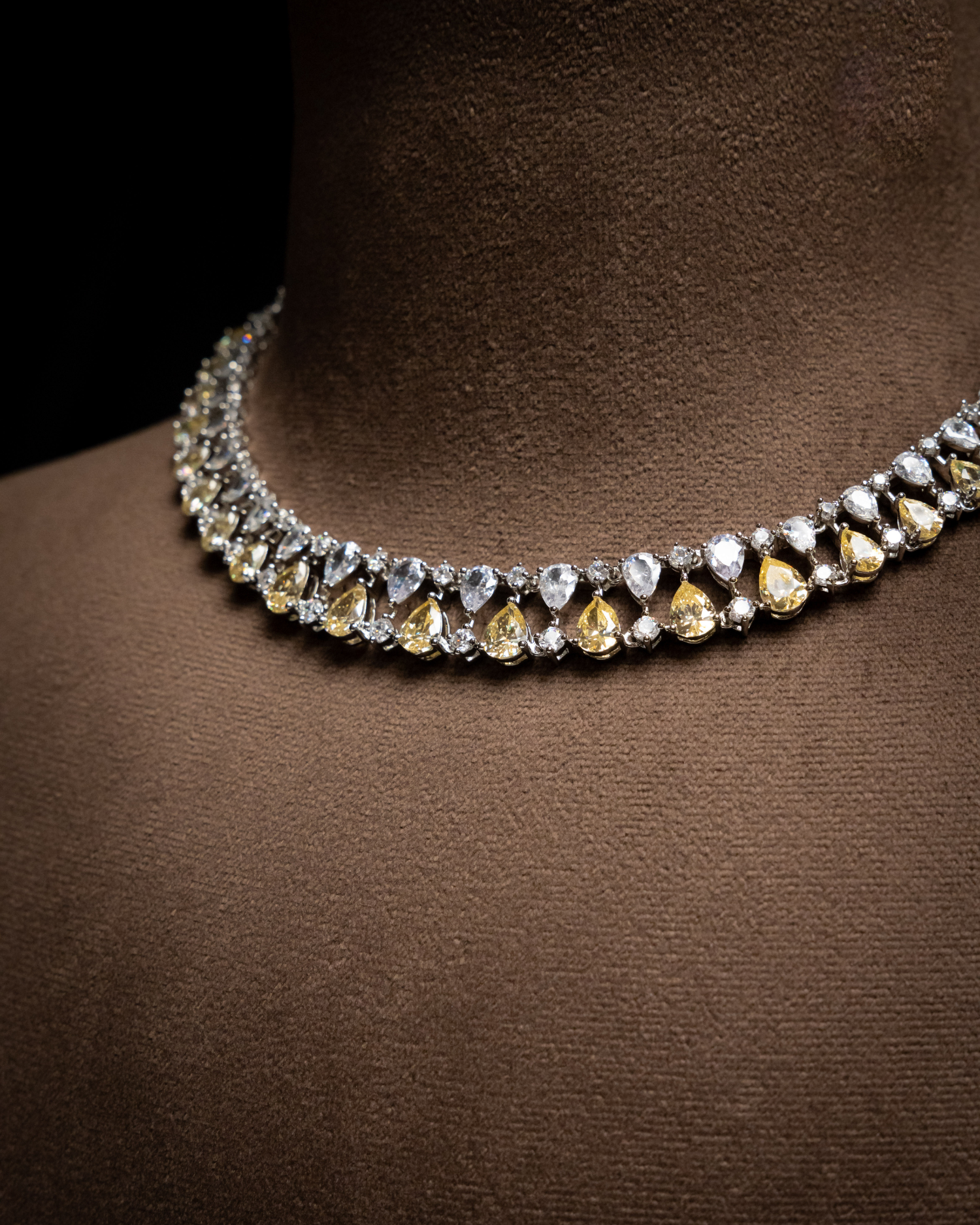 Yellow Drop CZ Necklace Set_Zoom Angle