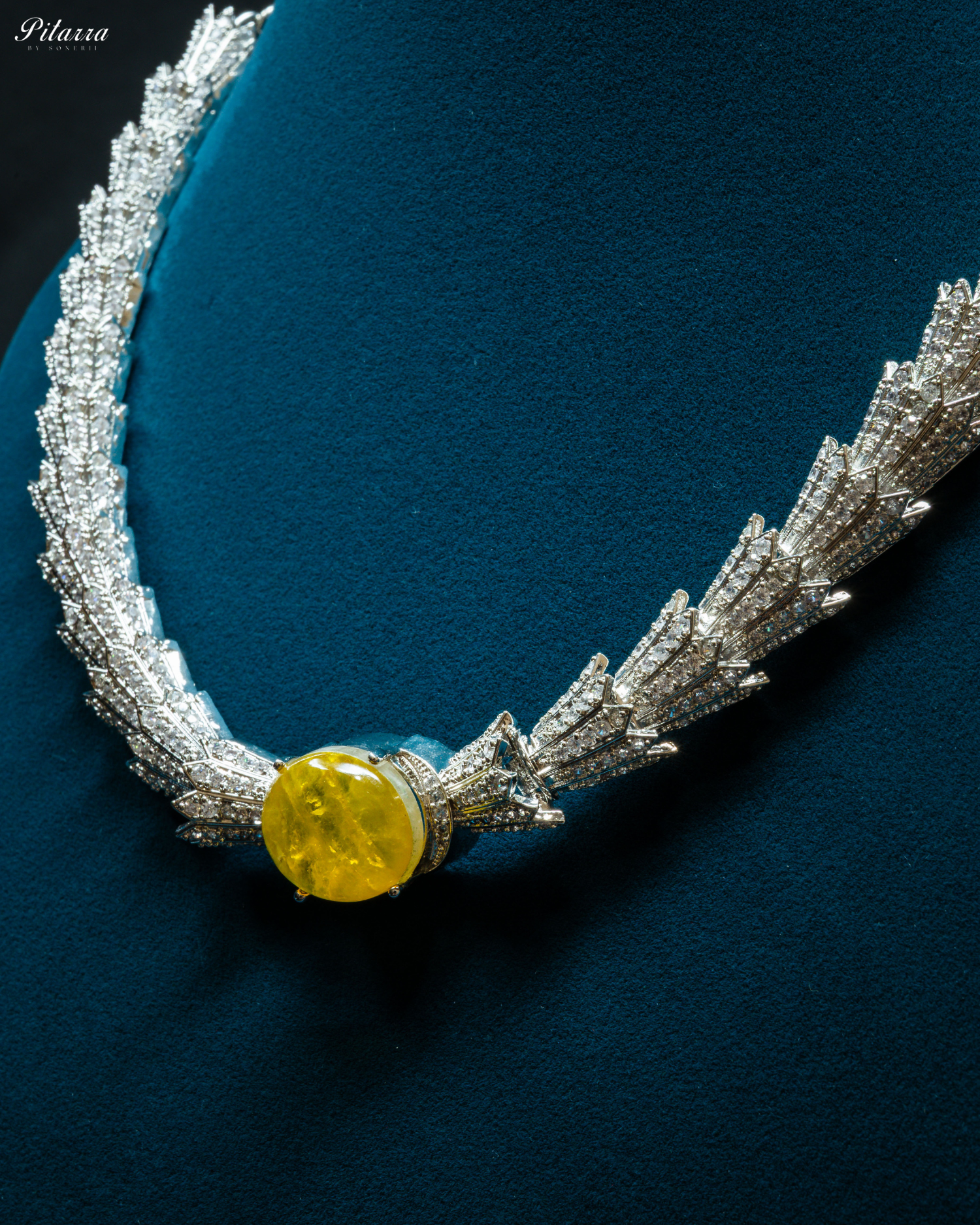 Yellow Single Stone Doublet Necklace Set_Zoom Angle