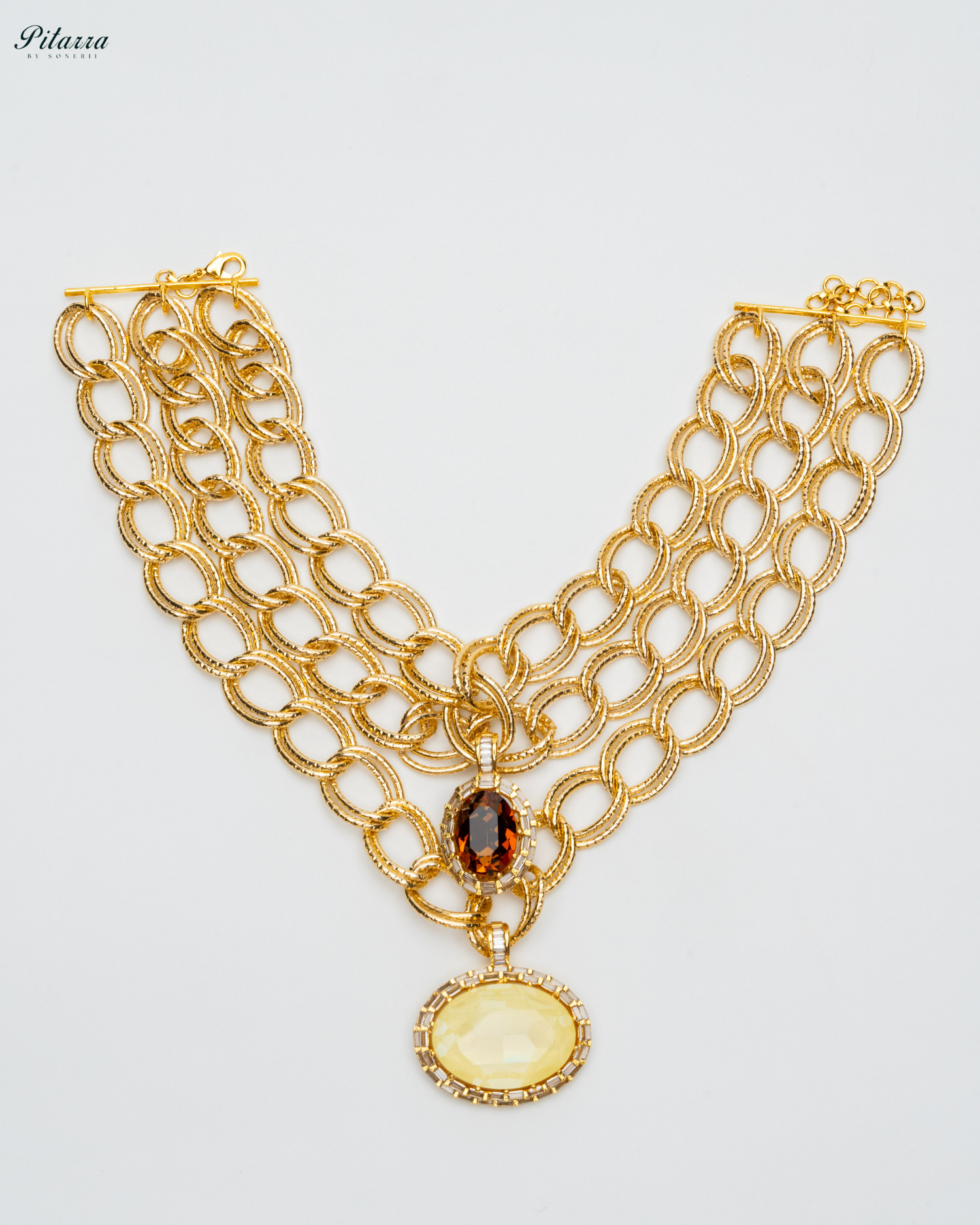 Yellow Statement Pendant Golden Chain Choker_Necklace Image