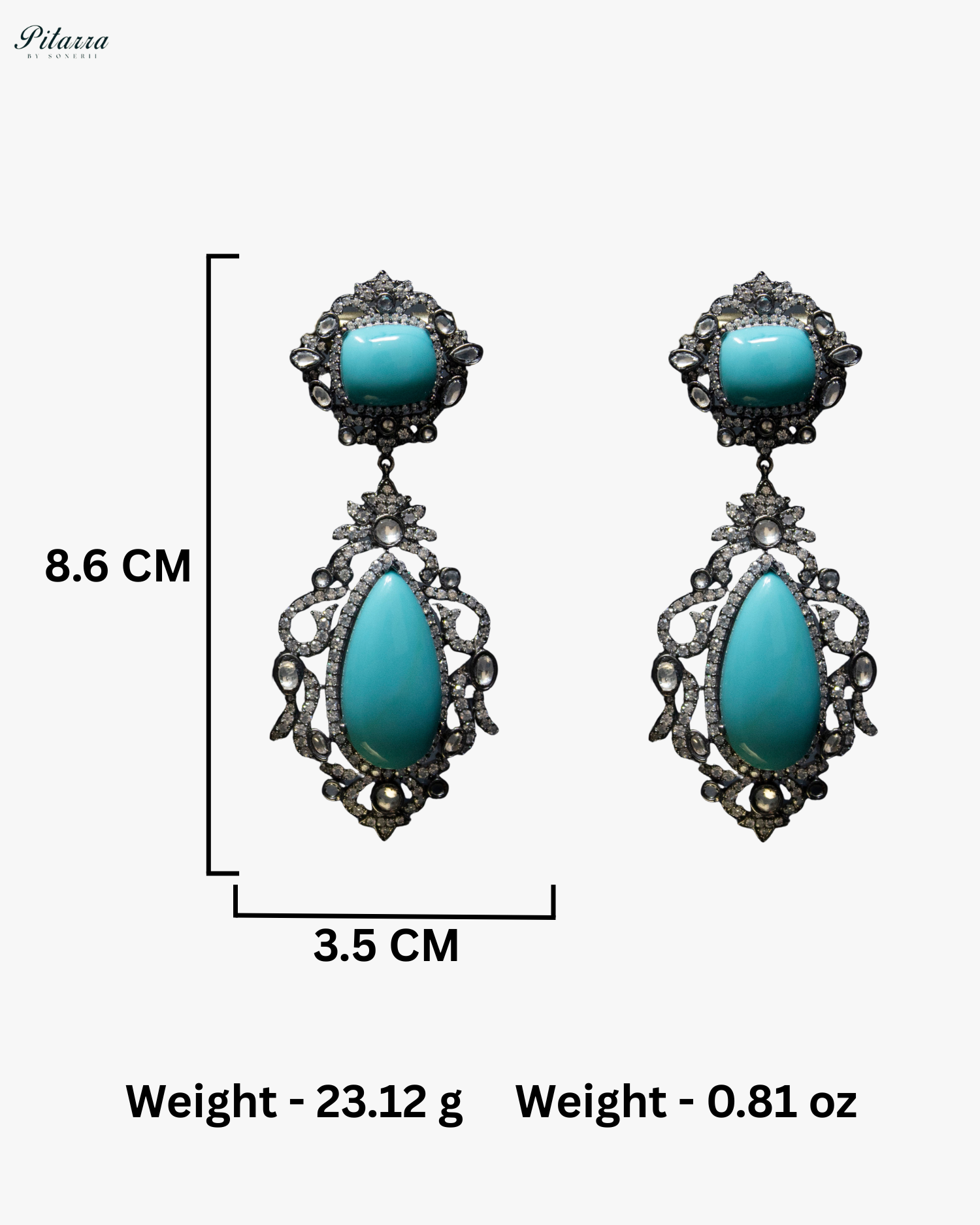 Turquoise Blue Stone Victorian Kundan Necklace Set