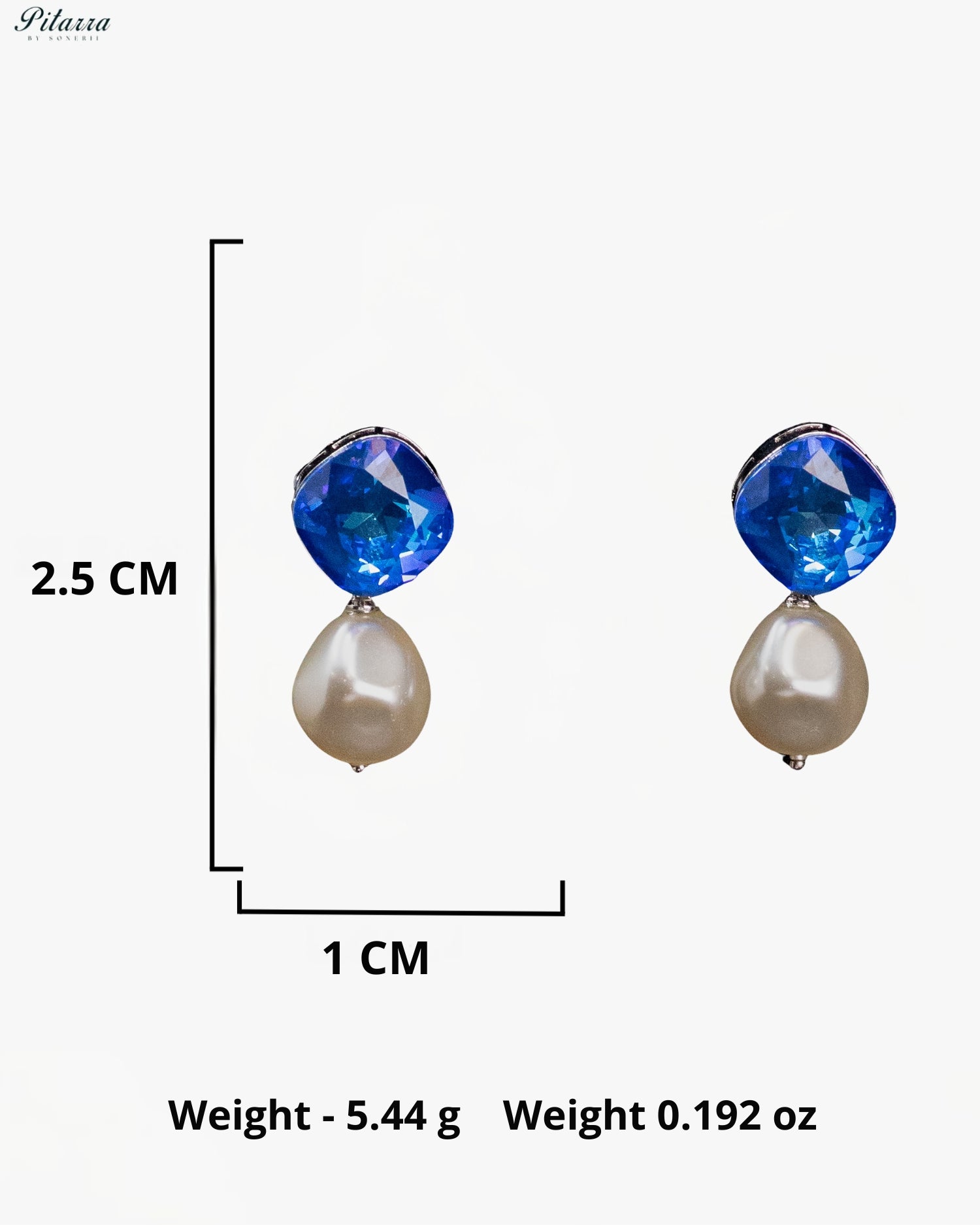 Azure Blue Crystal Pearl Drop Earrings