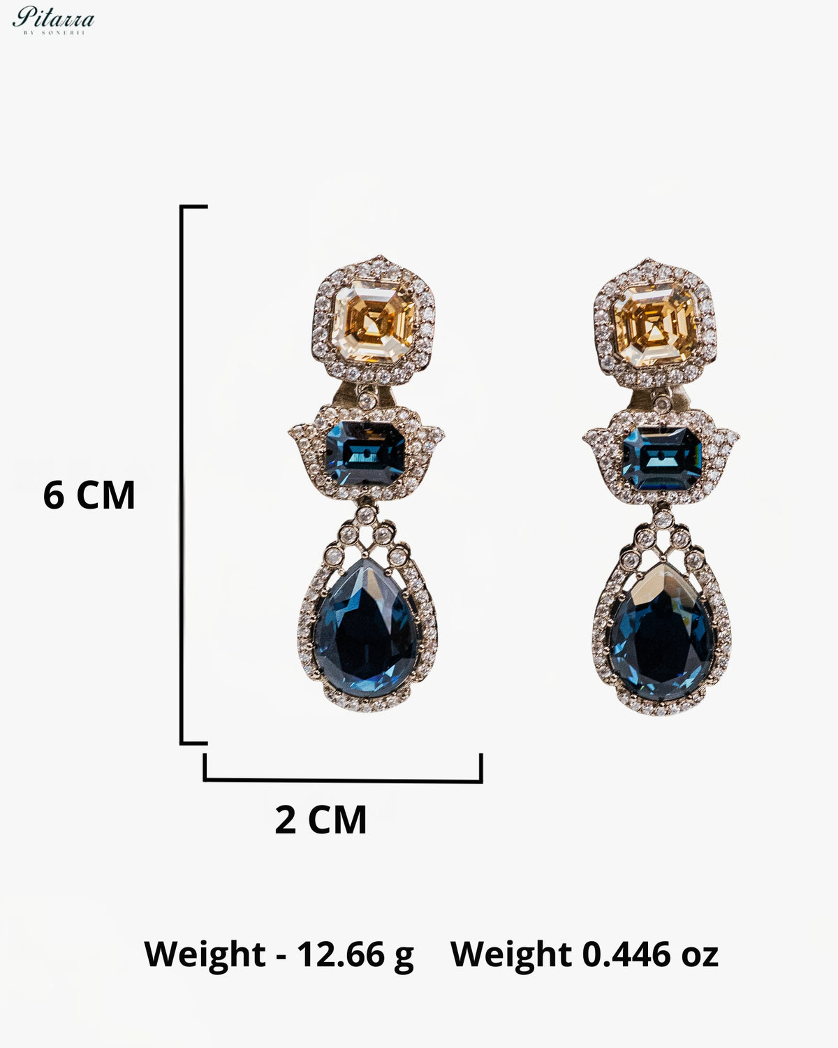 Blue Multicolor Crystal Pendant Necklace Set