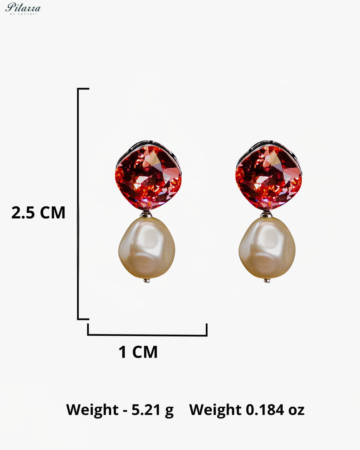 Red Crystal Pearl Drop Earrings