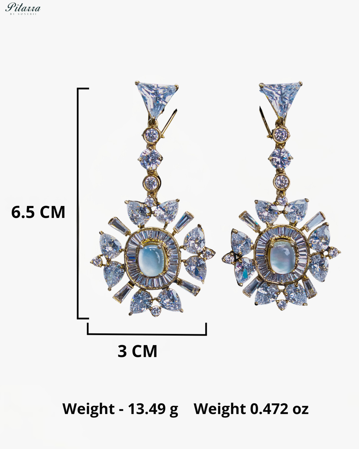 Aqua Blue Kundan Floral Drop Earrings