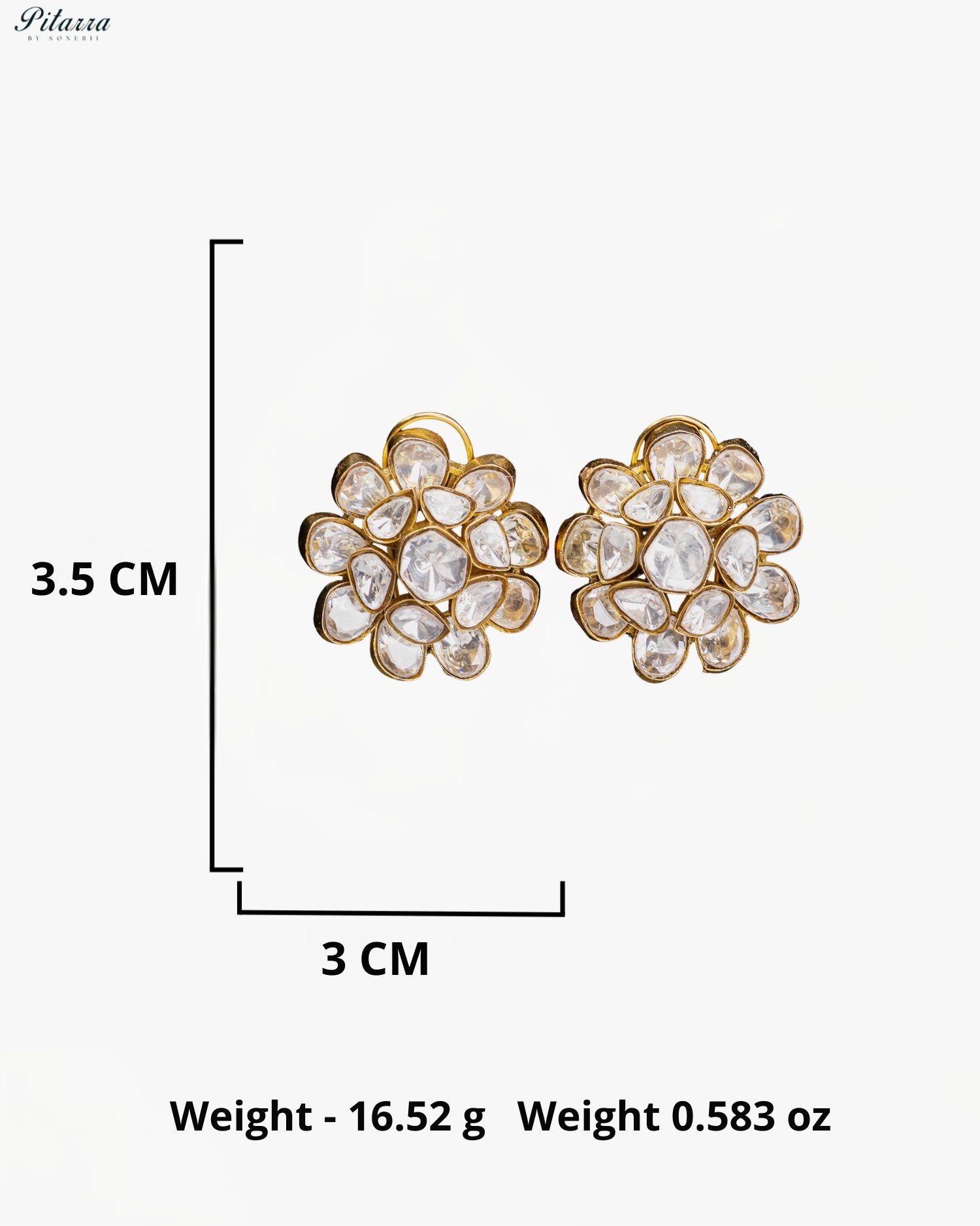 Clear Floral Kundan Stud Earrings