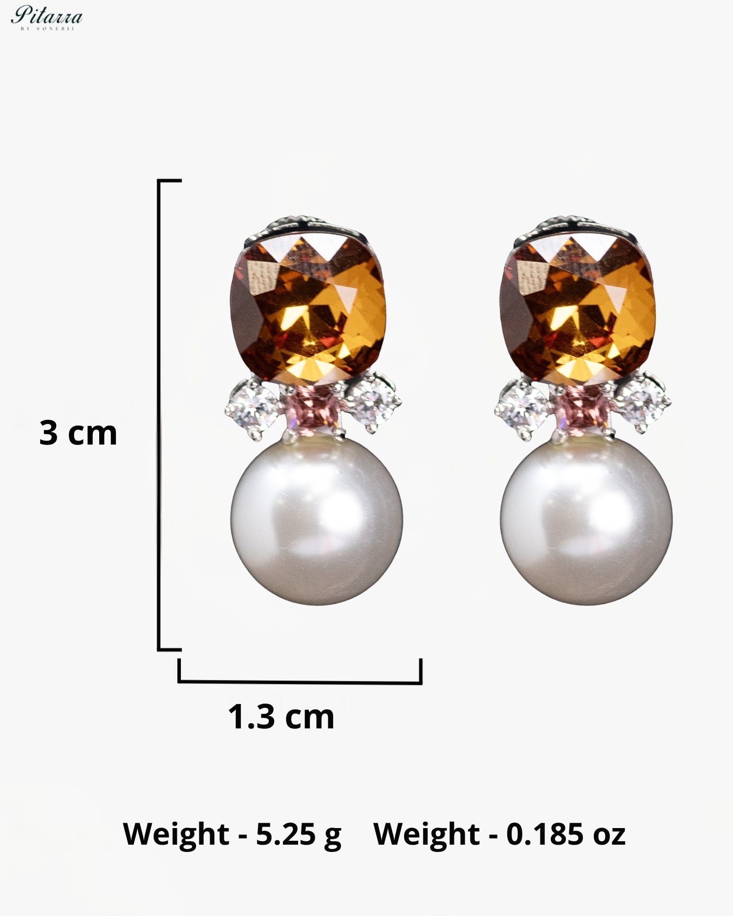Amber Pearl Radiance Crystal Earrings