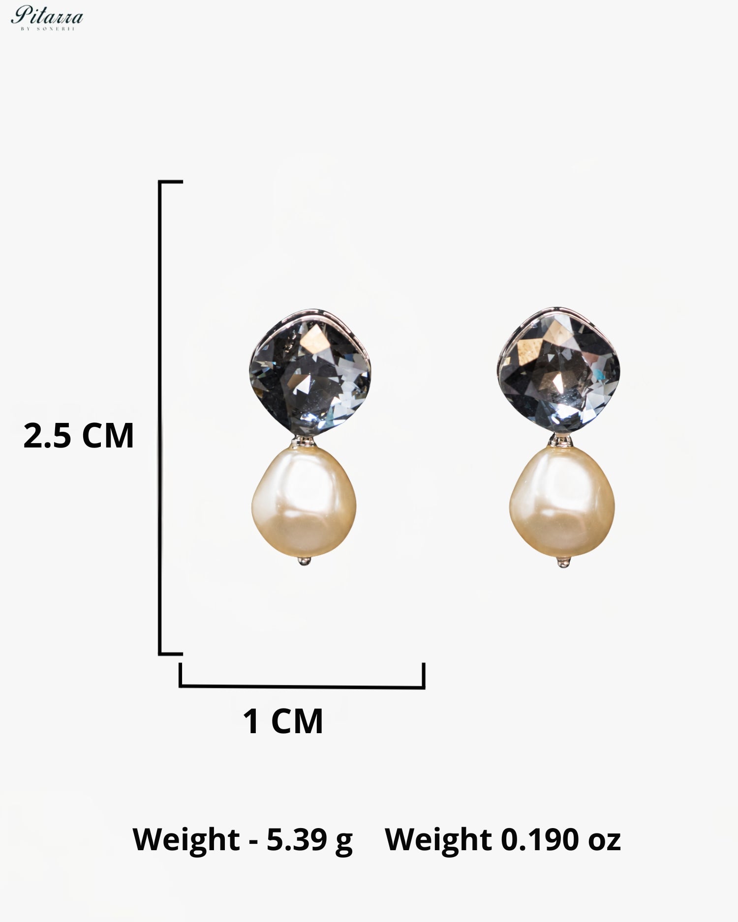 Black Crystal Pearl Drop Earrings