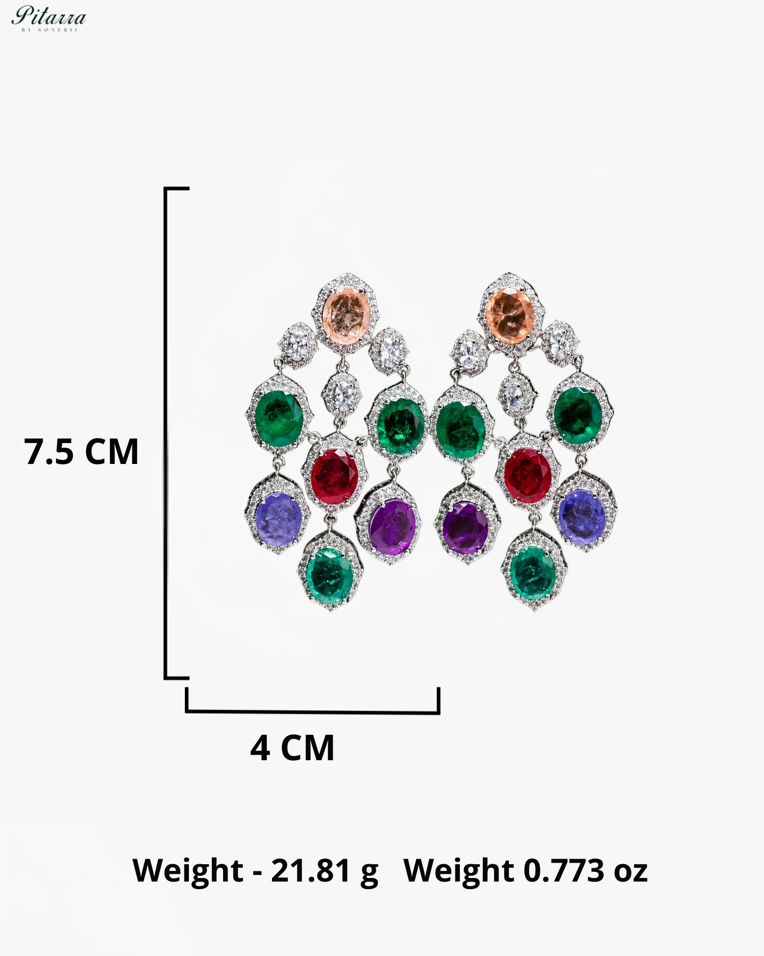 Peach Multicolor Crystal Dangler Earrings