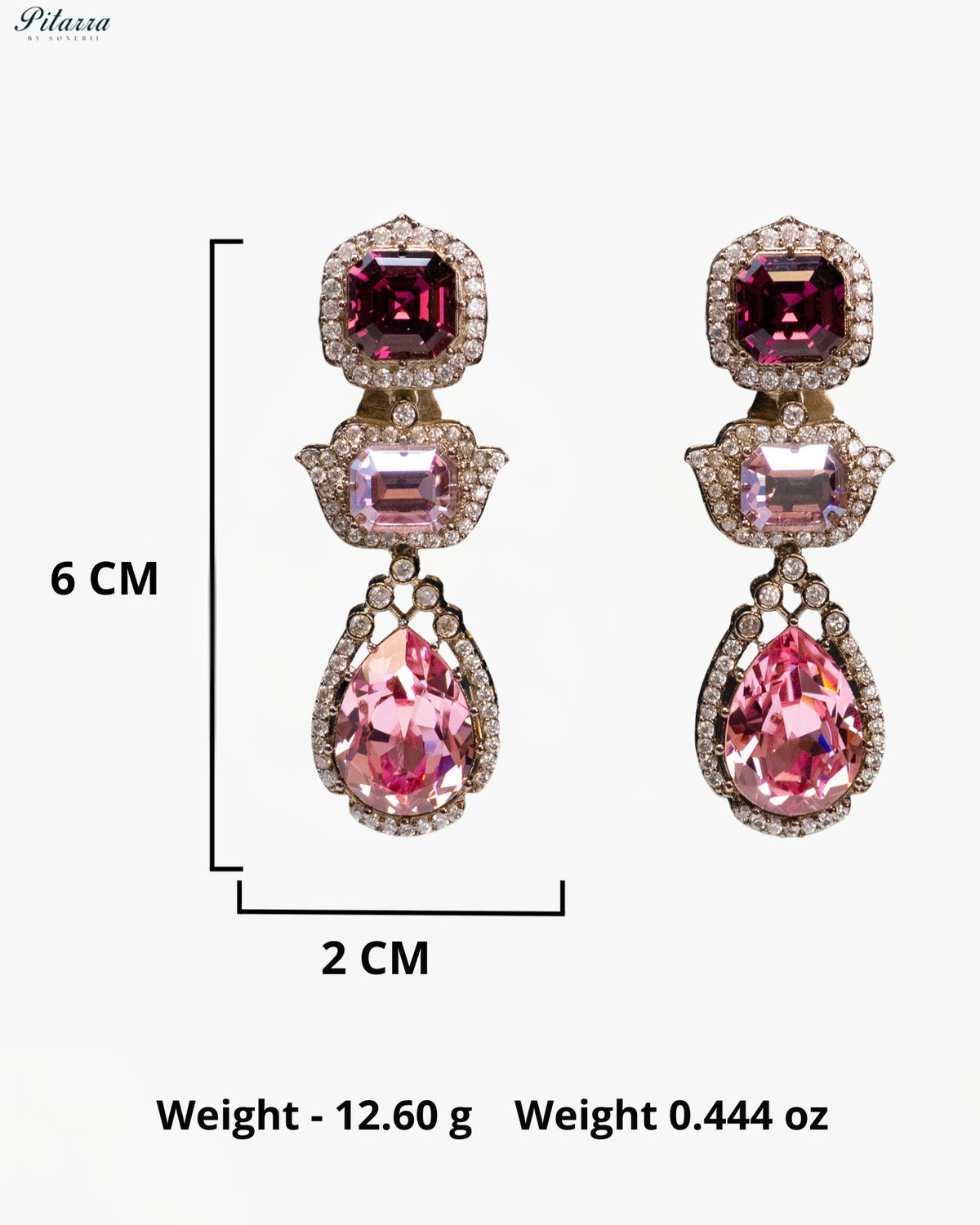 Pink Multicolor Crystal Pendant Necklace Set
