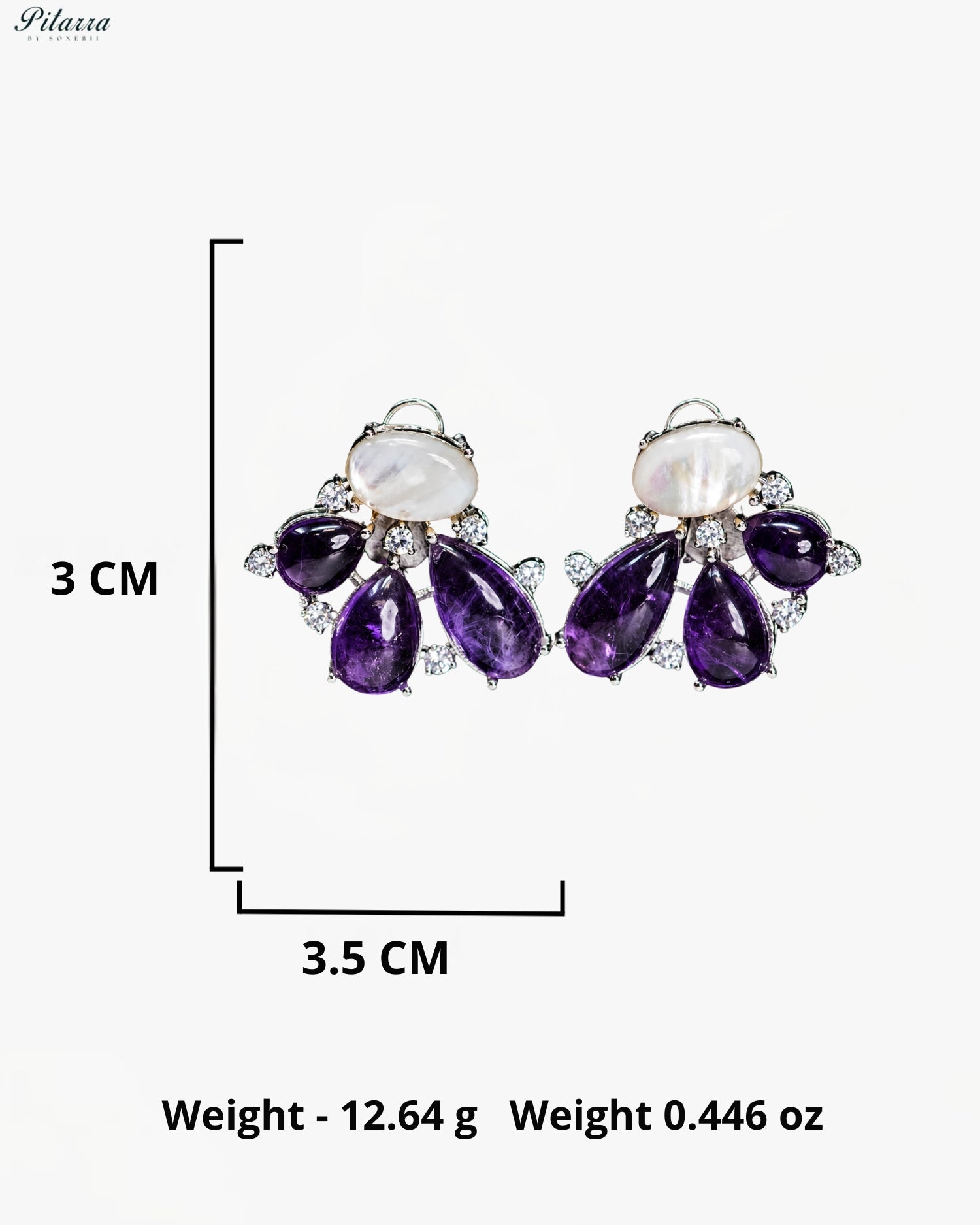 Purple Crystal Floral Stud Earrings