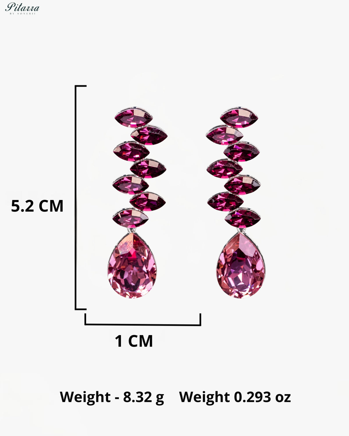 Pink Crystal Cascading Drop Earrings