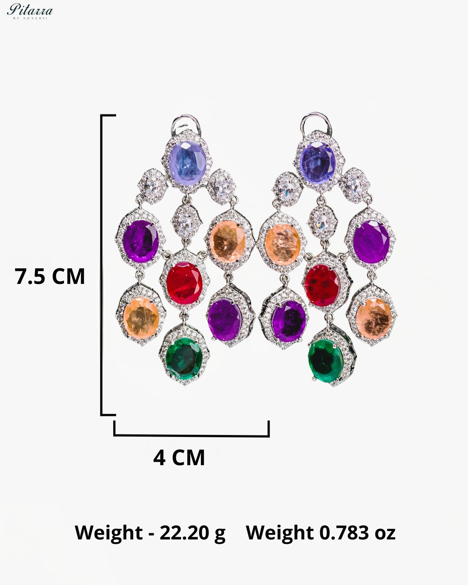 Blue Multicolor Crystal Dangler Earrings