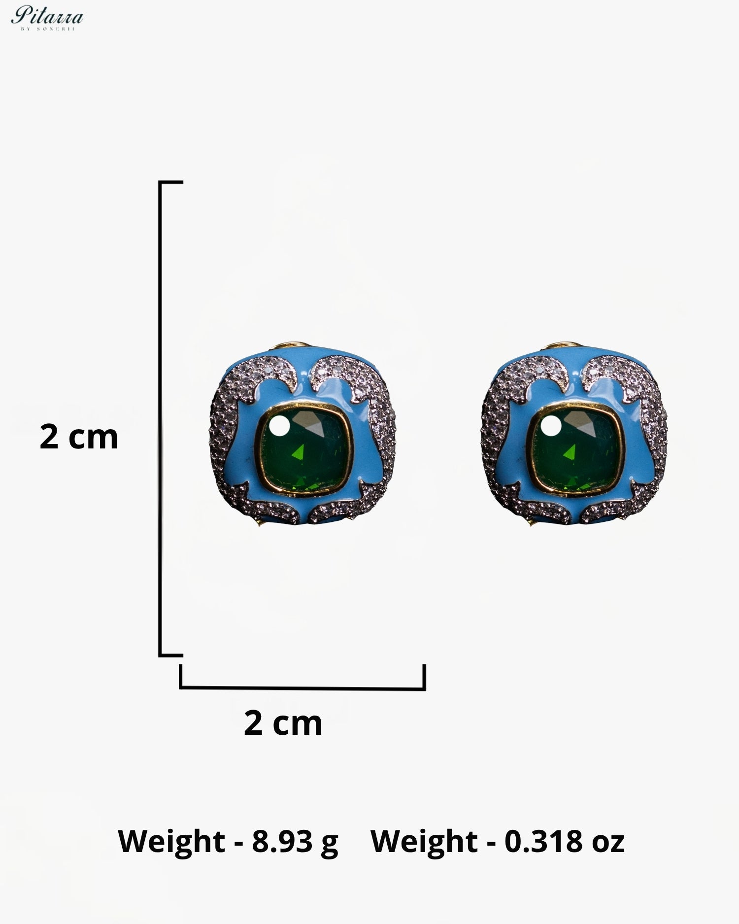 Blue Emerald Crystal Statement Earrings