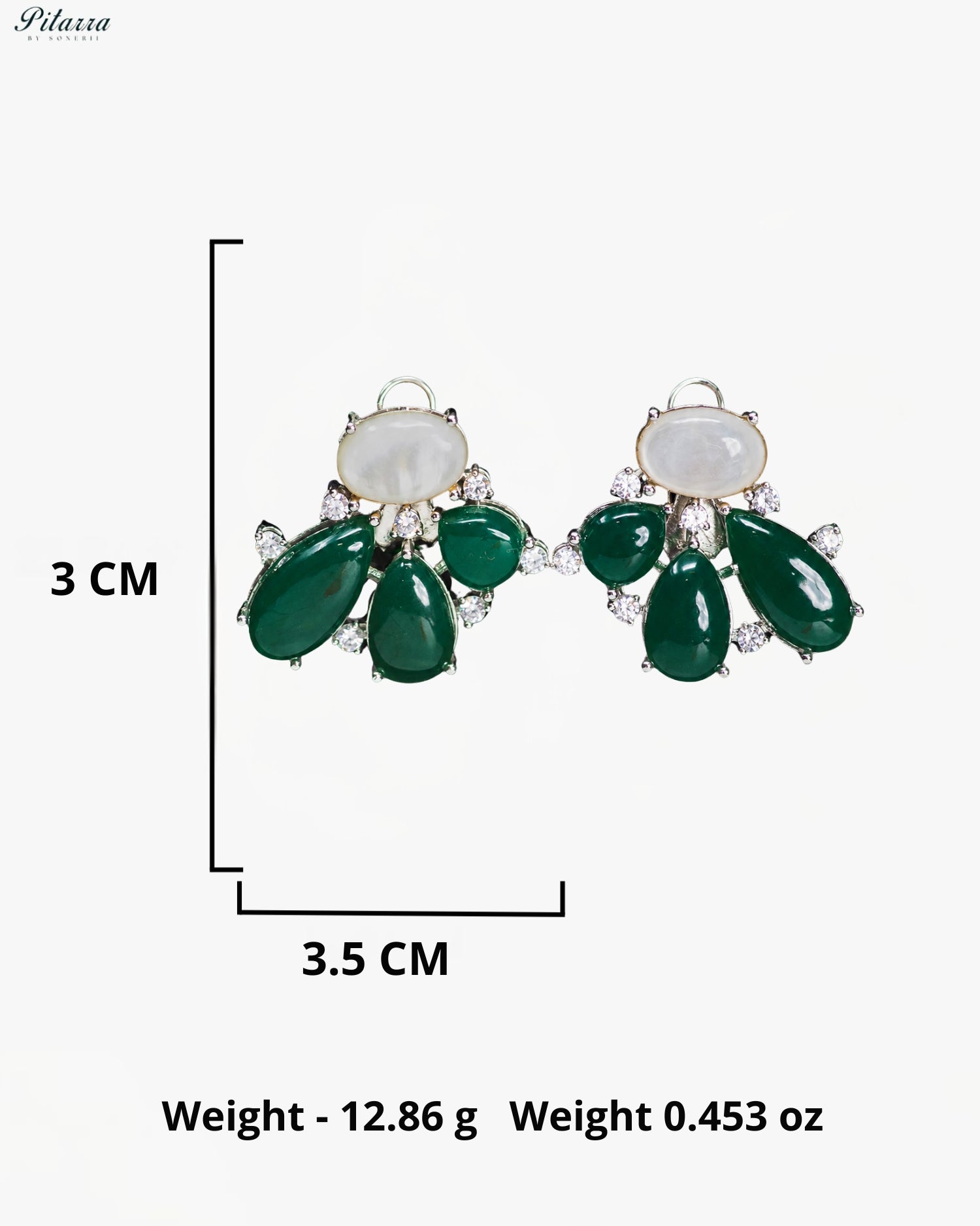Emerald Green Crystal Floral Stud Earrings