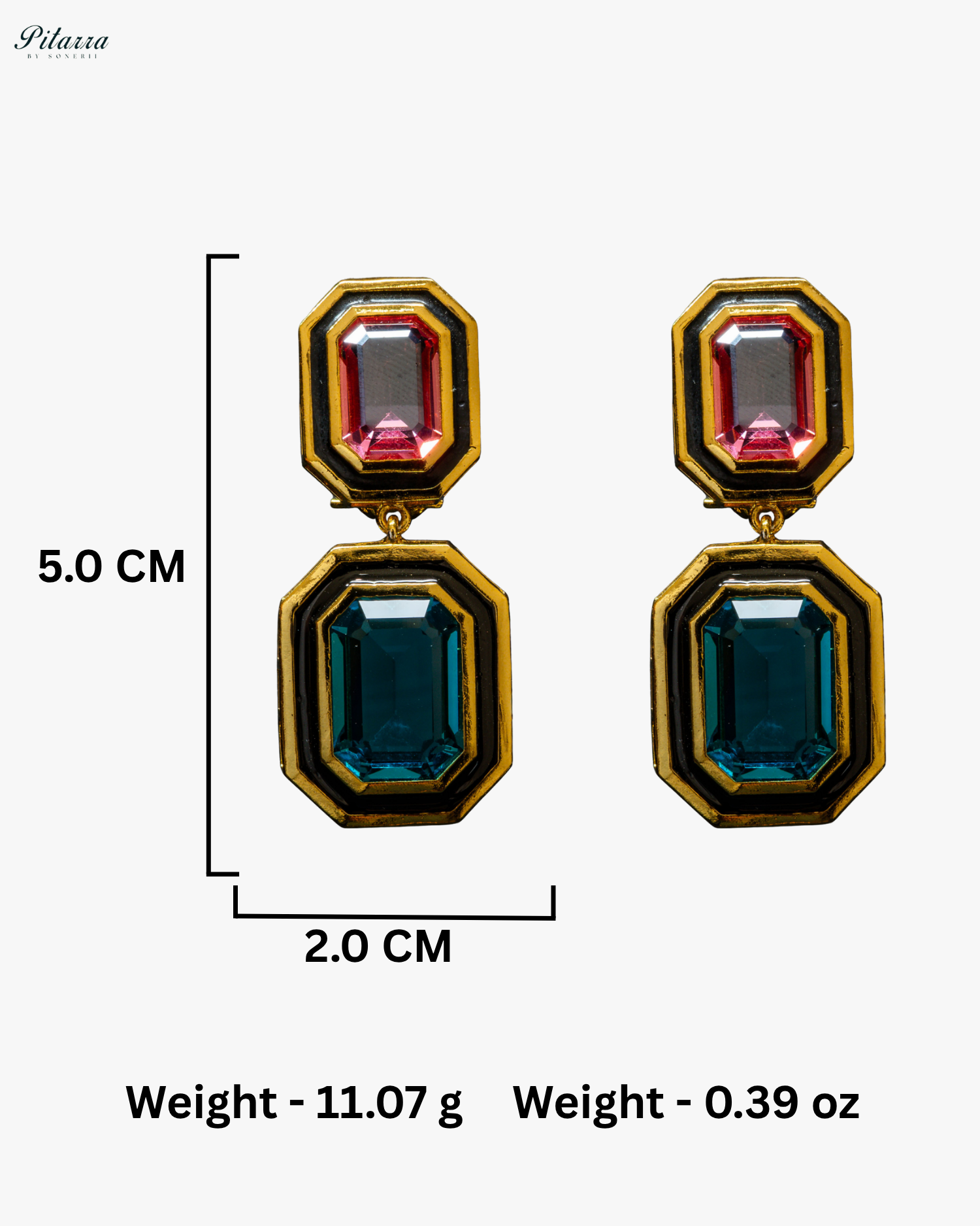 Blue and Pink Two Tone Crystal Earrings