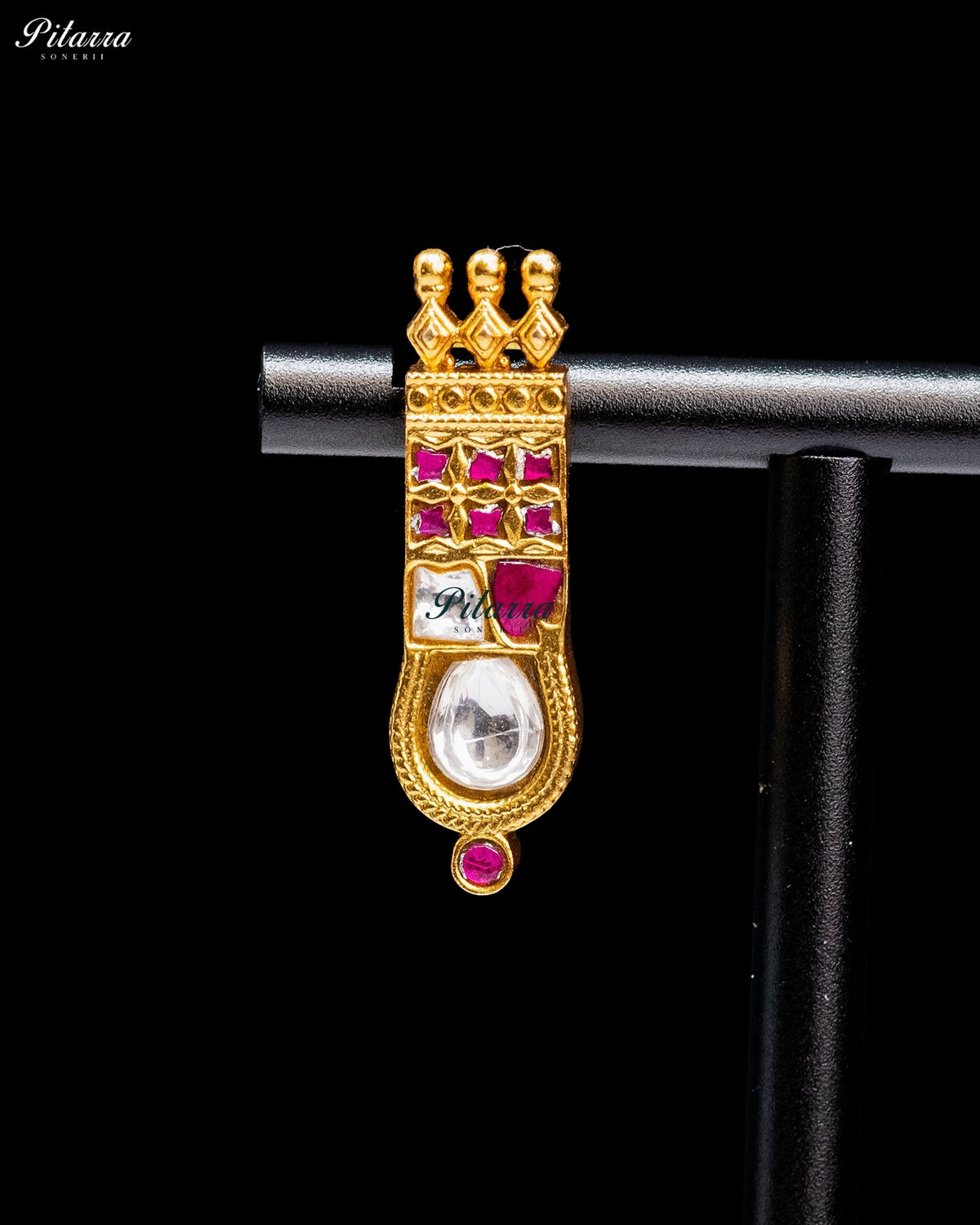 Pink & White Kundan Necklace Set