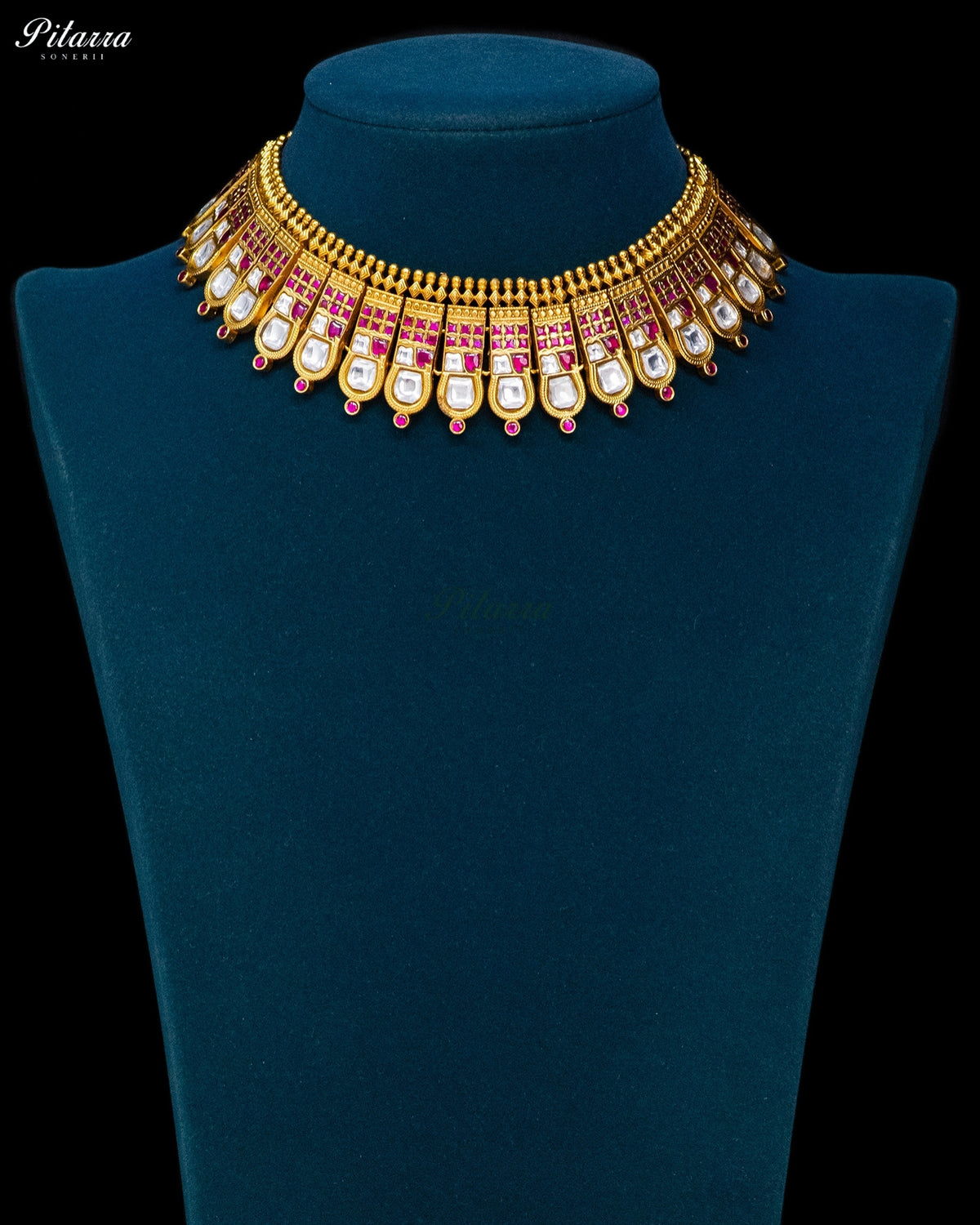 Pink & White Kundan Necklace Set