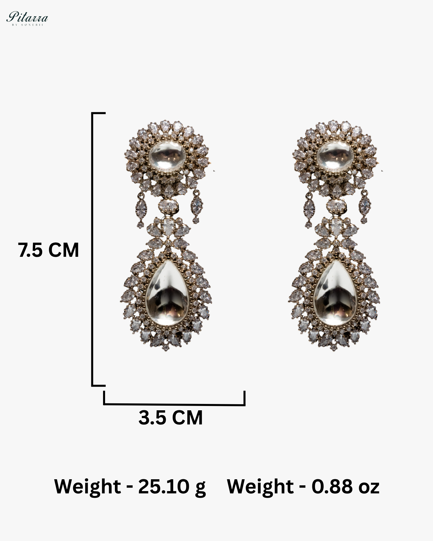 White Dangler Drop  Polki Earrings Set