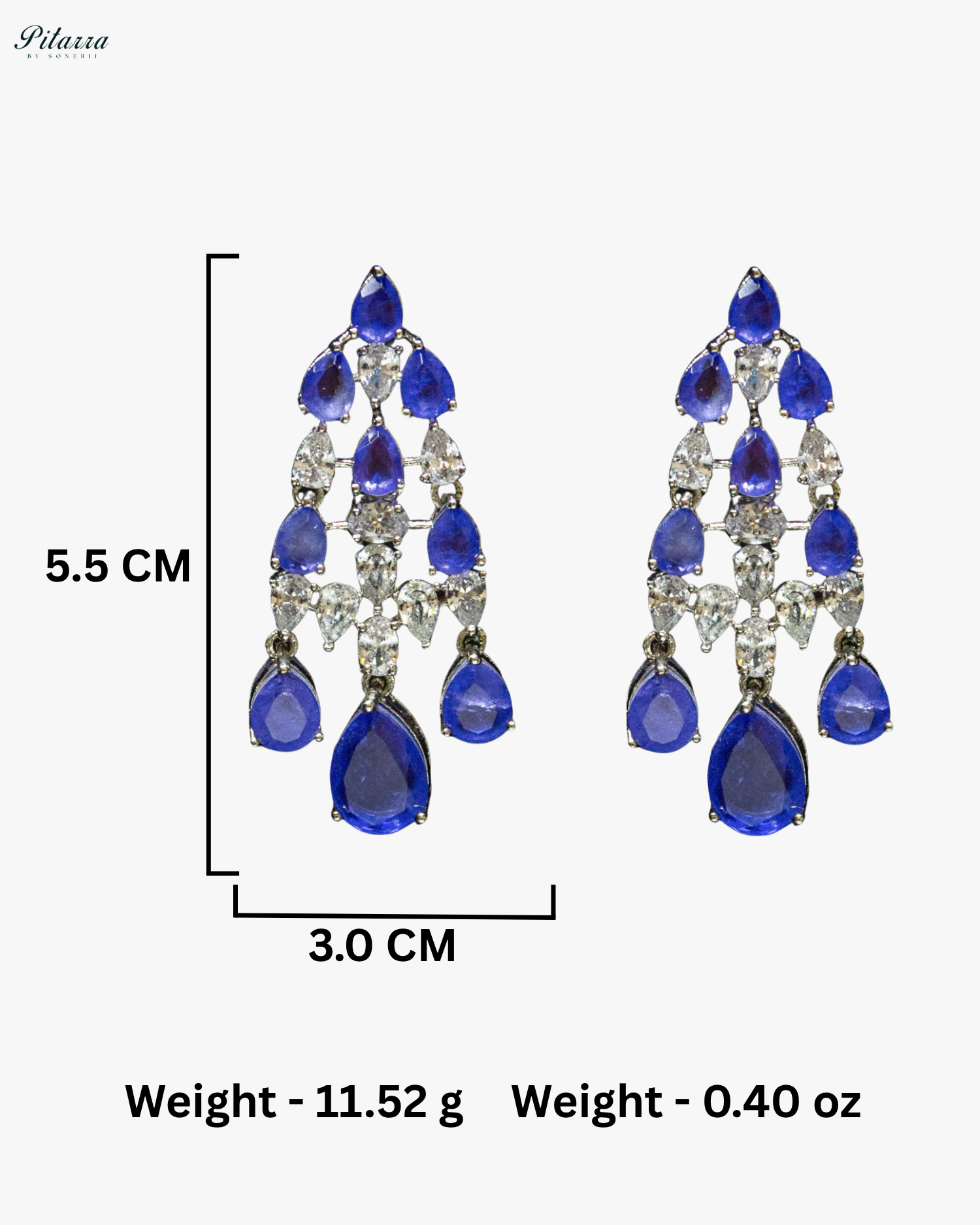 Five Layer Blue CZ Stone Studded Crystal Necklace Set