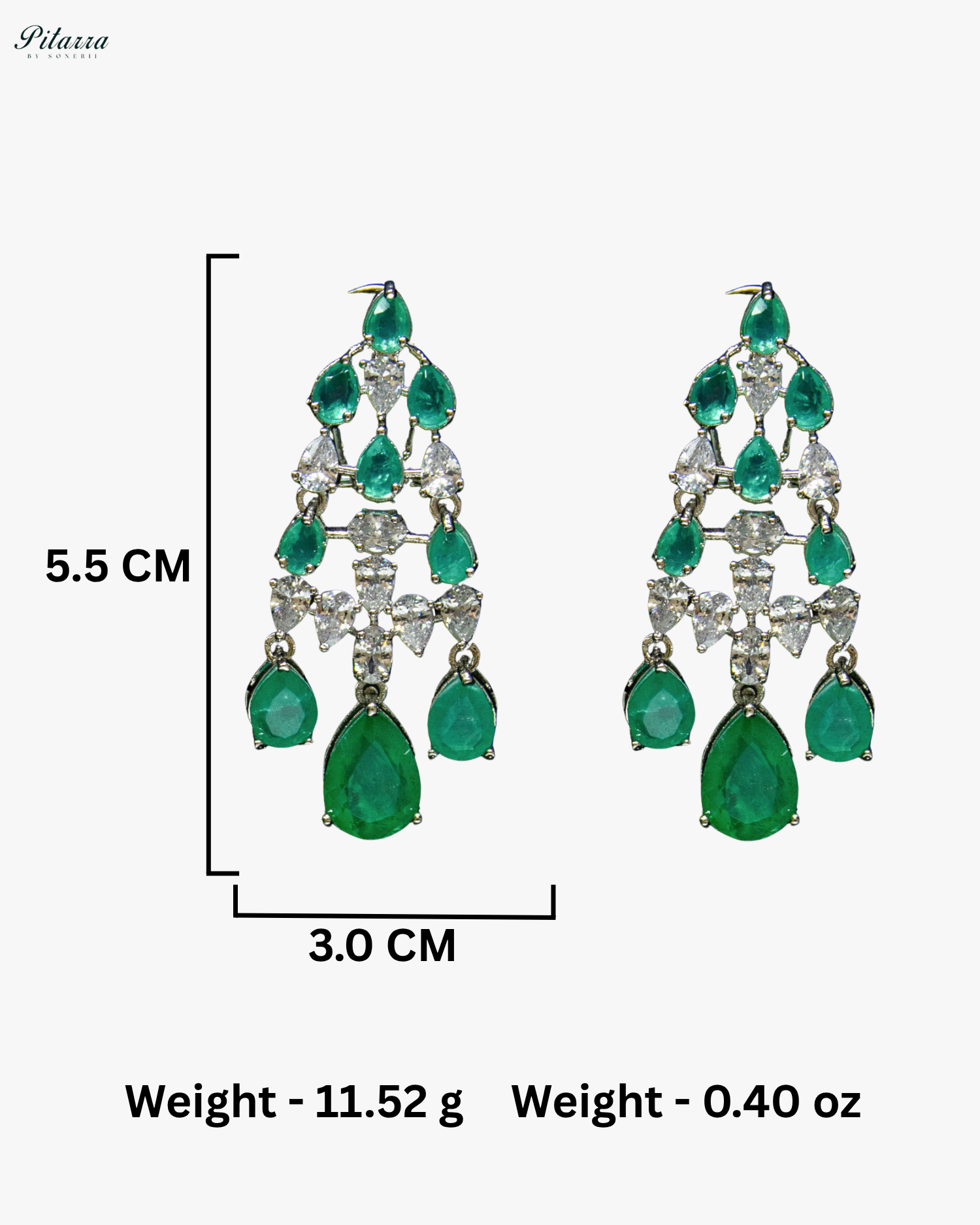 Five Layer Green CZ Stone Studded Crystal Necklace Set