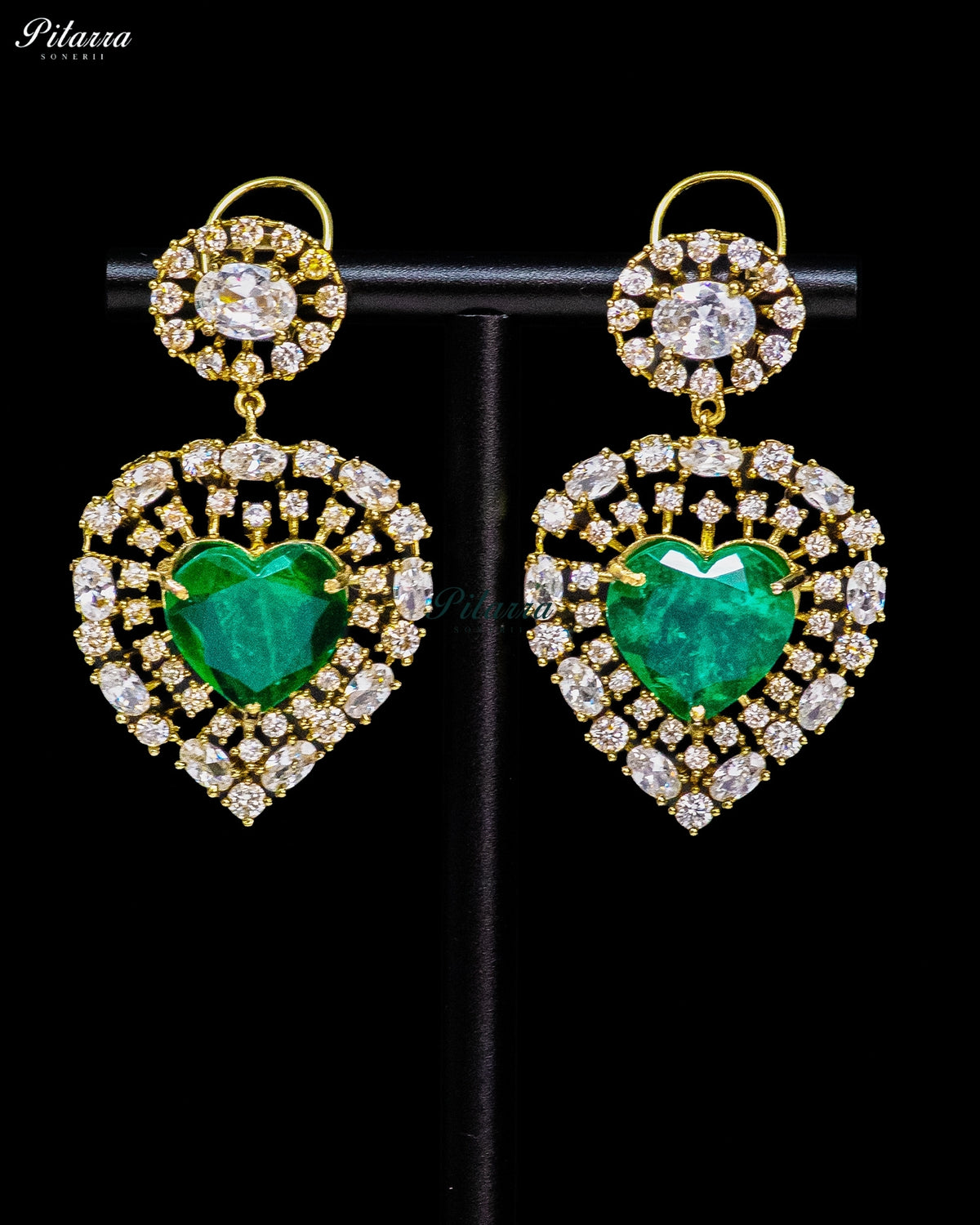 Emerald Green Heart Kundan Necklace Set