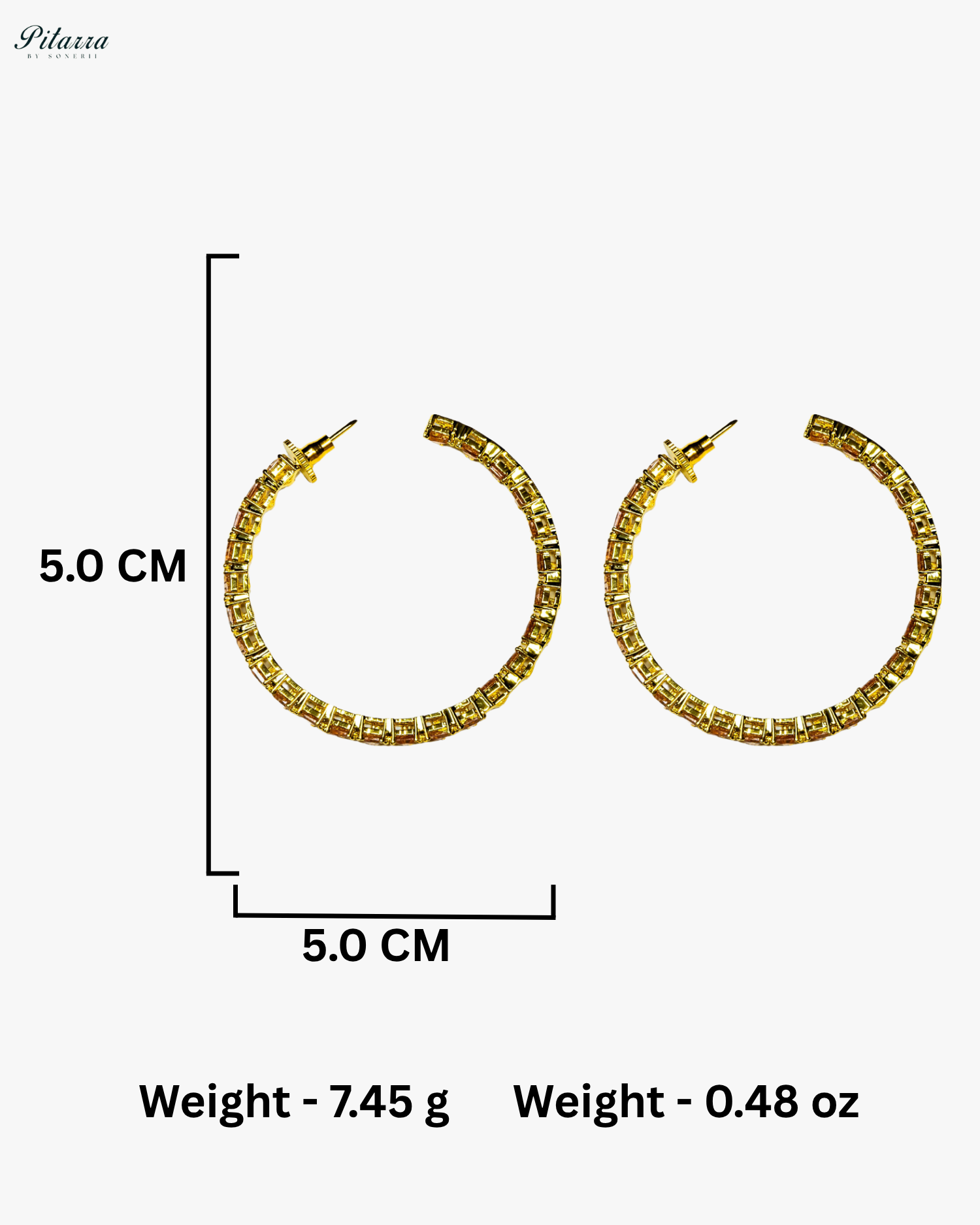 Champagne Stone Gold Finish Crystal Hoop Earrings