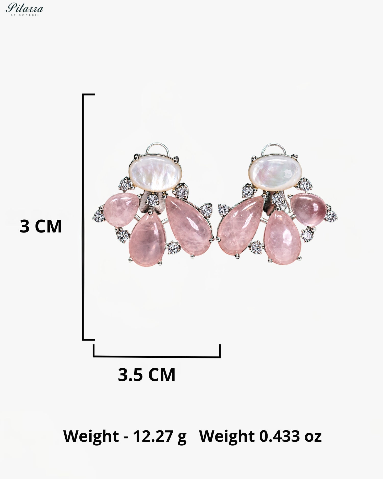 Pink Crystal Floral Stud Earrings