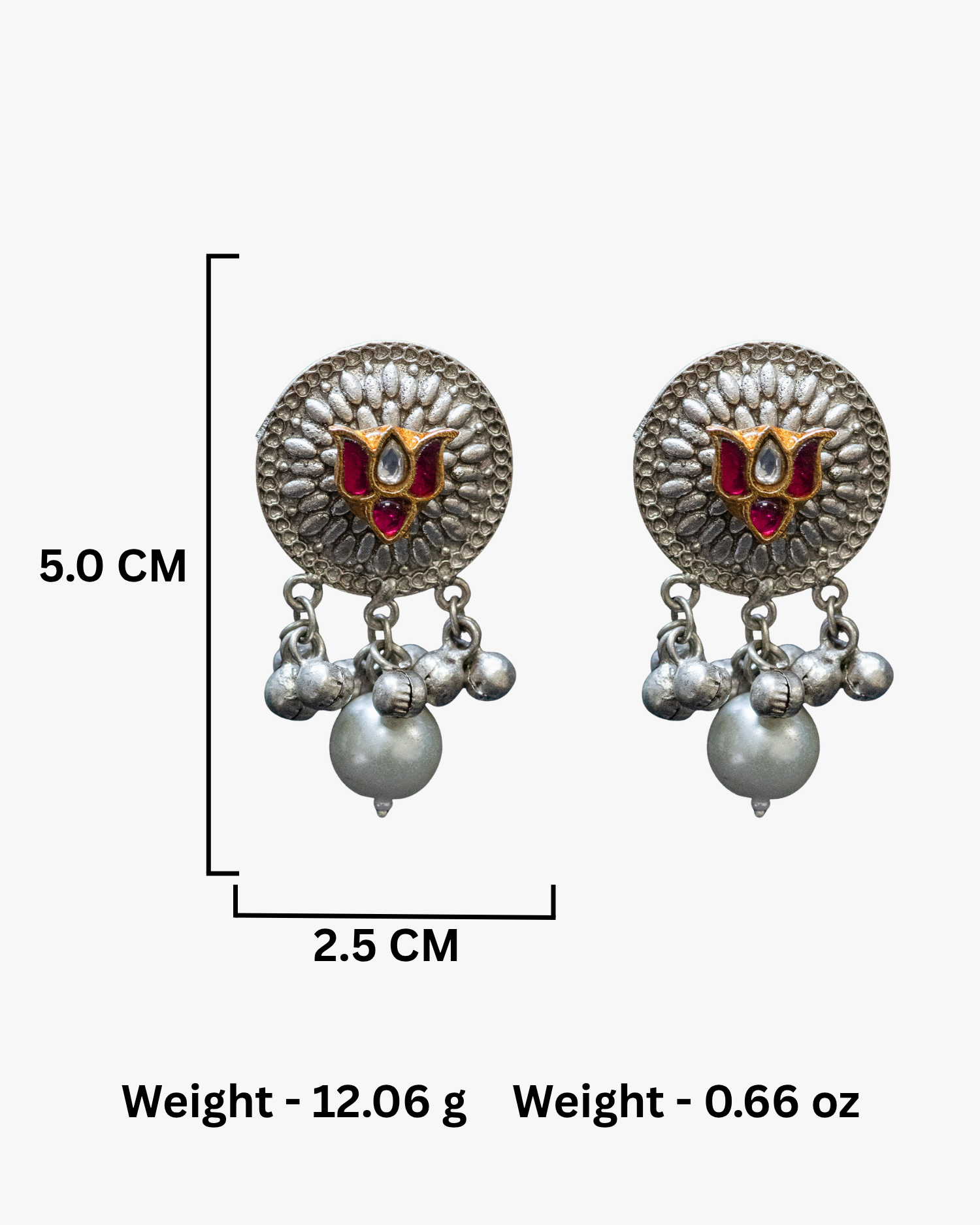 Bull Motif Pink Kundan Long Silver Look Alike Necklace Set