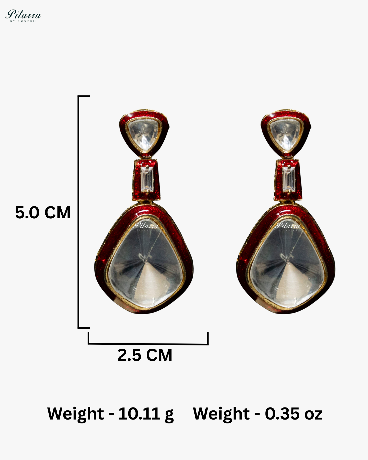 Ruby Red Kundan Meenakari Dangler Earrings