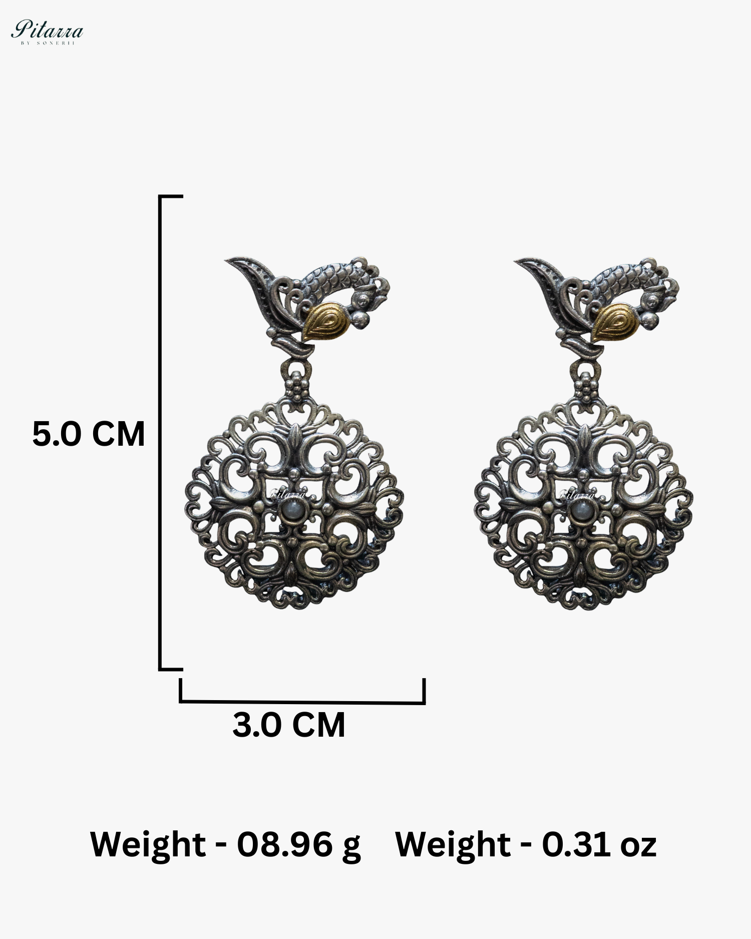 Dualtone Peacock with Peacock Chain Silver Look Alike Pendant Set