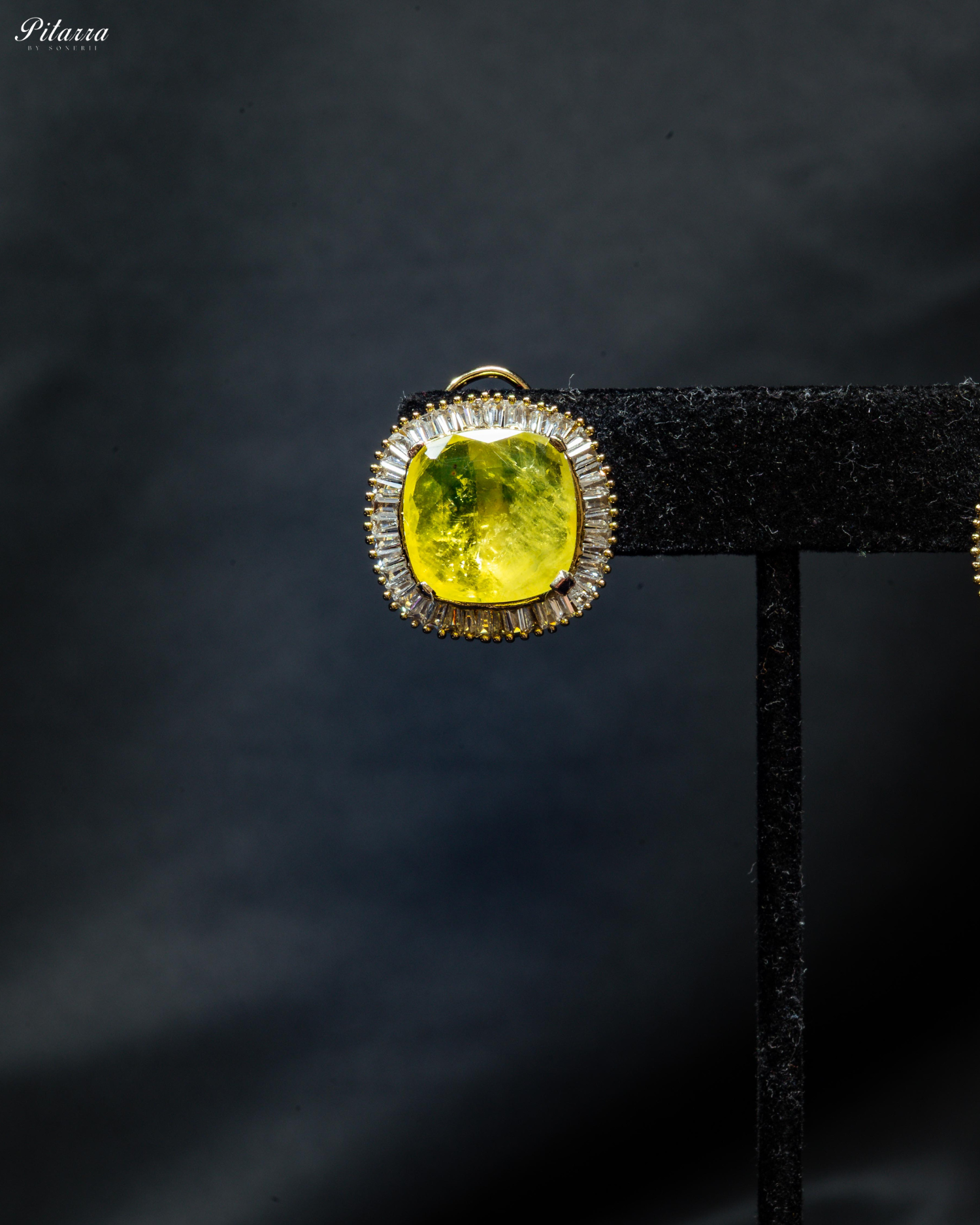 Yellow Stone Silver CZ Choker Necklace Set