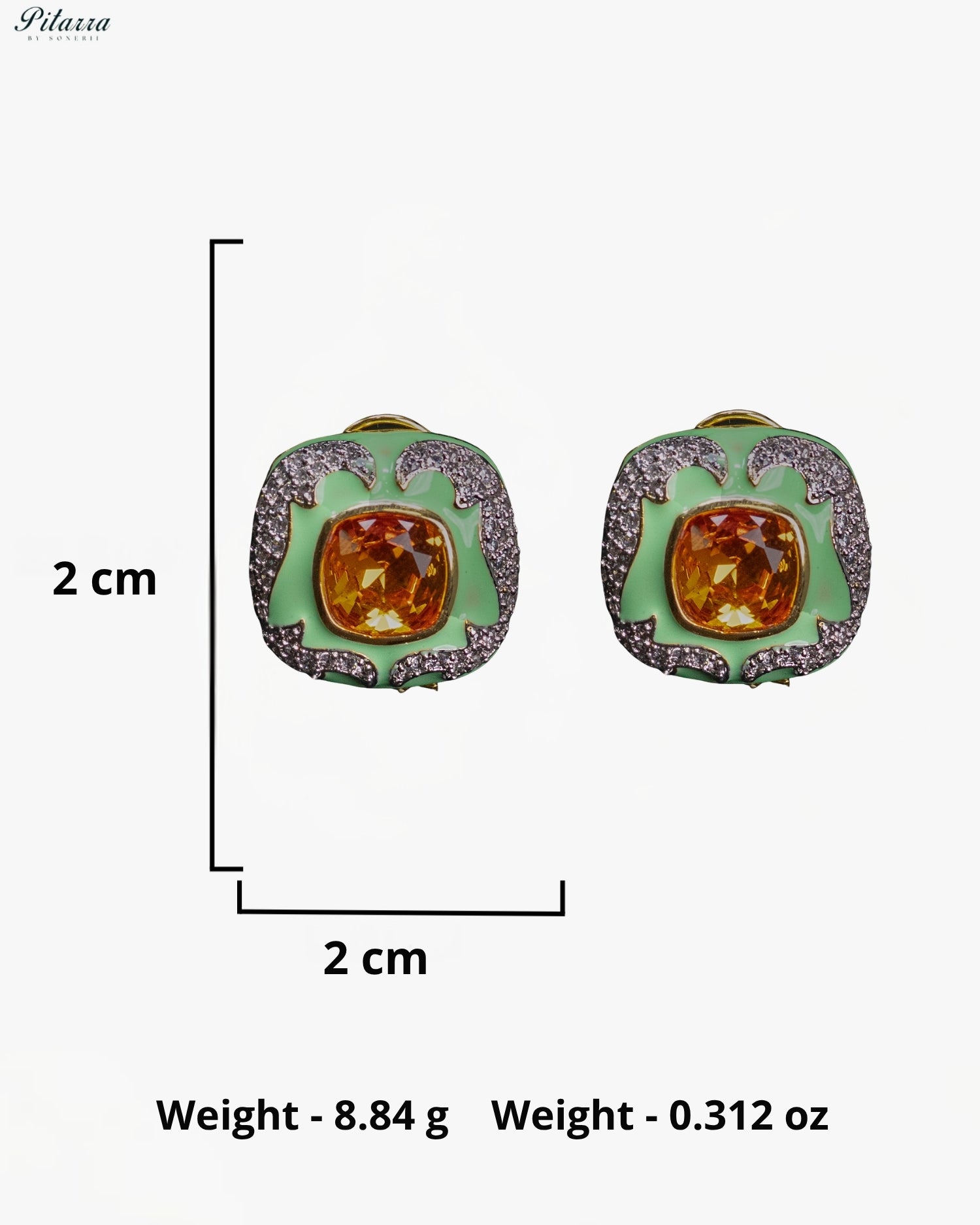 Mint Amber Crystal Statement Earrings